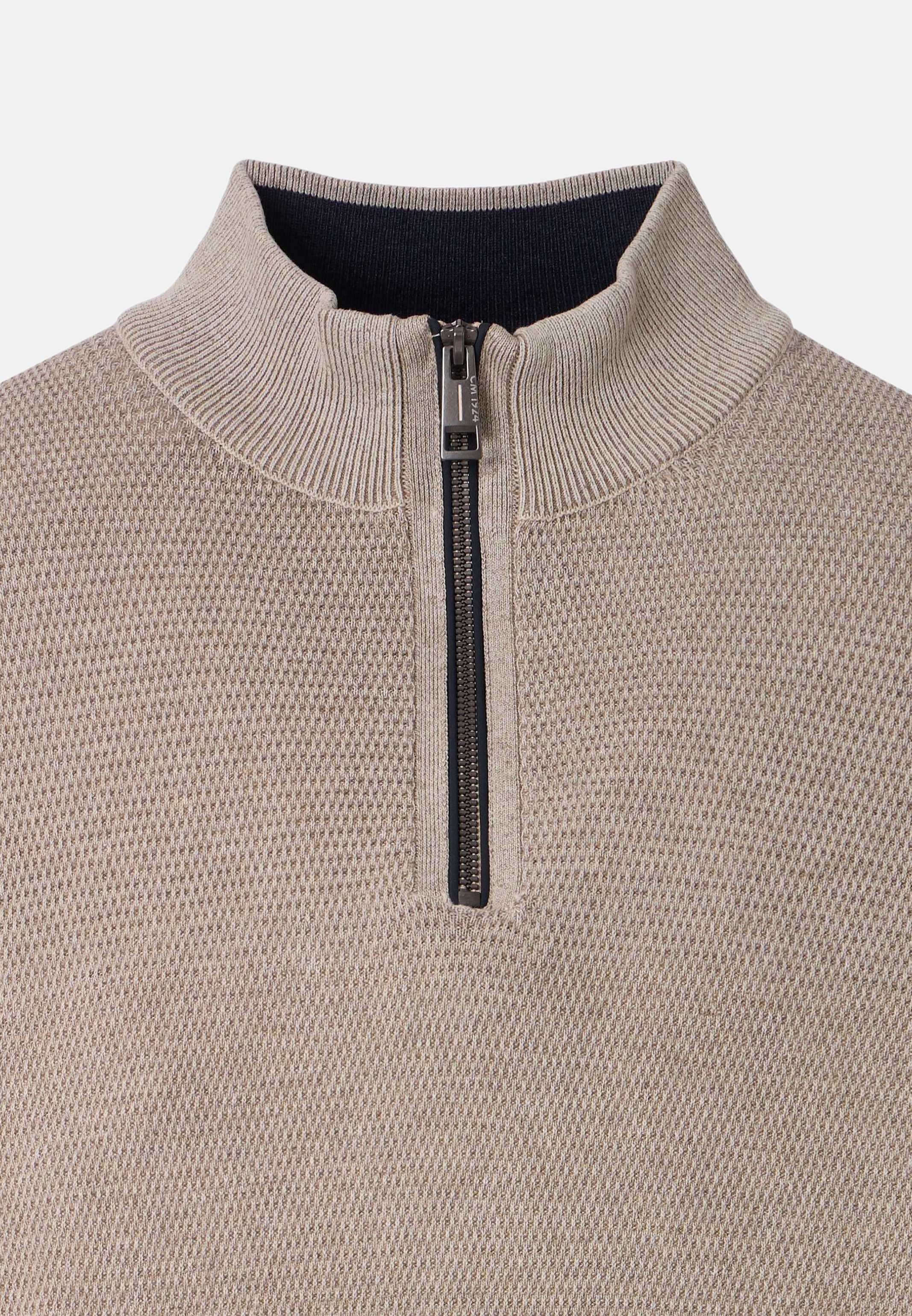 CASAMODA Strickpullover Basic (1-tlg) Troyer - Baumwolle - Atmungsaktiv - Feine Strickstruktur