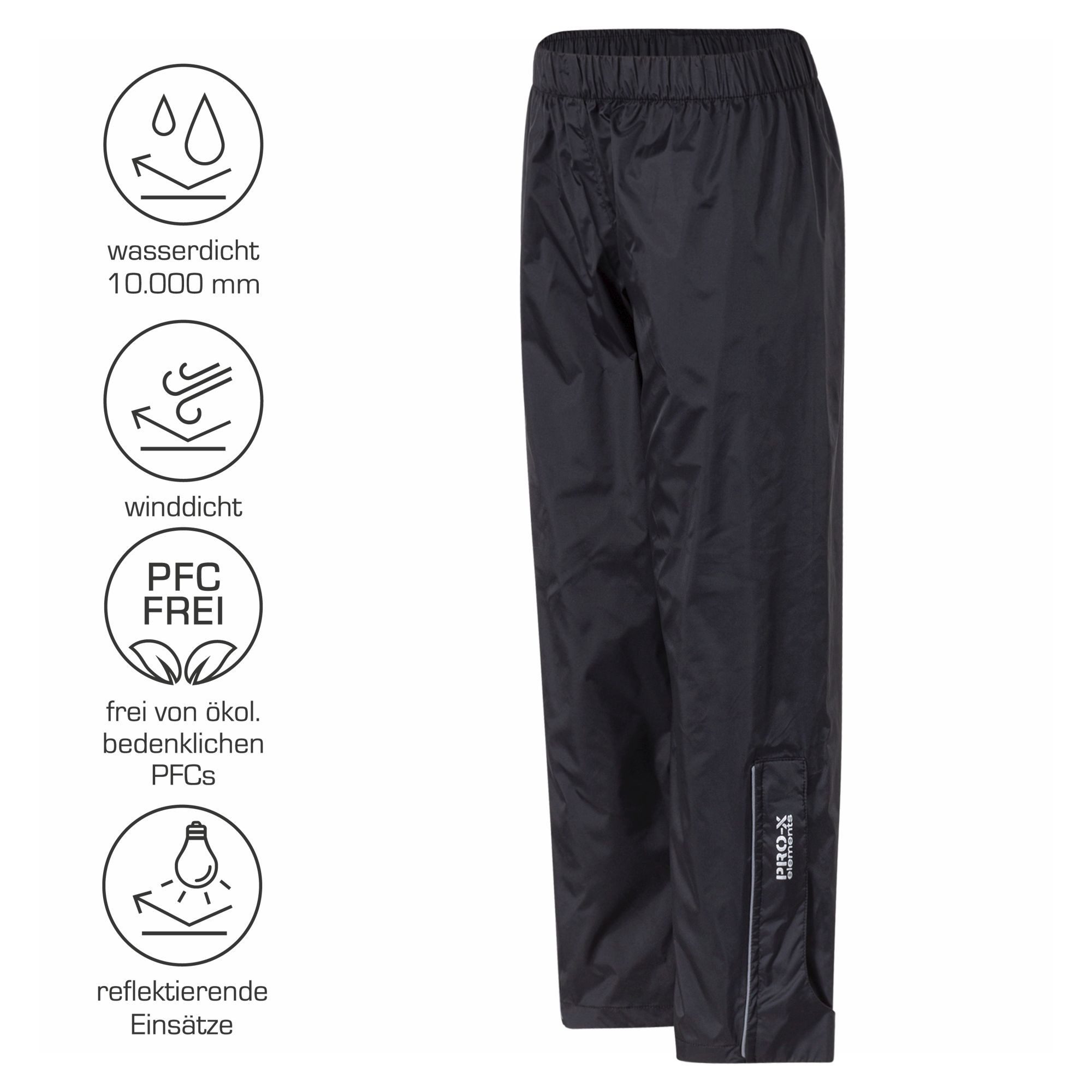PRO-X ELEMENTS Regenhose TOMA wasserdicht, winddicht, verschweißte Nähte Gummizug im Bund