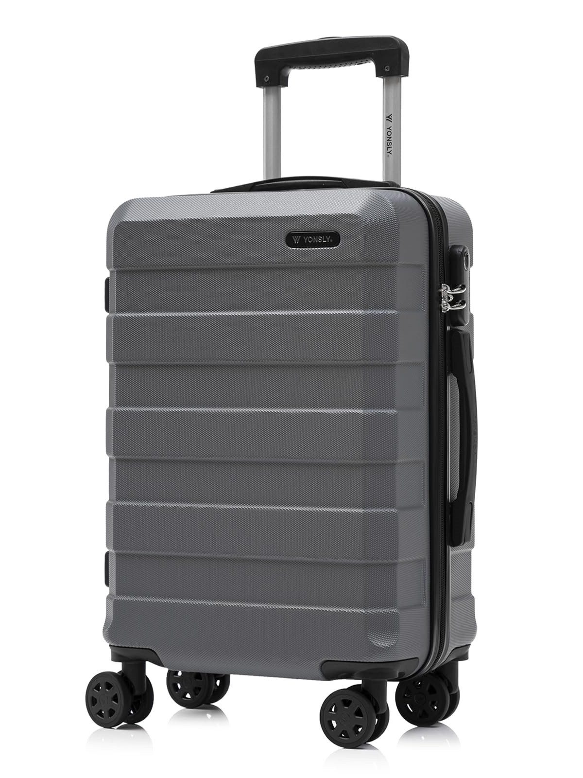 YONSLY Handgepäckkoffer Reisekoffer Trolley Handgepäck Hartschale, 4 Rollen, Zahlenschloss, ABS-Hartschale, 360°-Rollen, weicher Gummigriff
