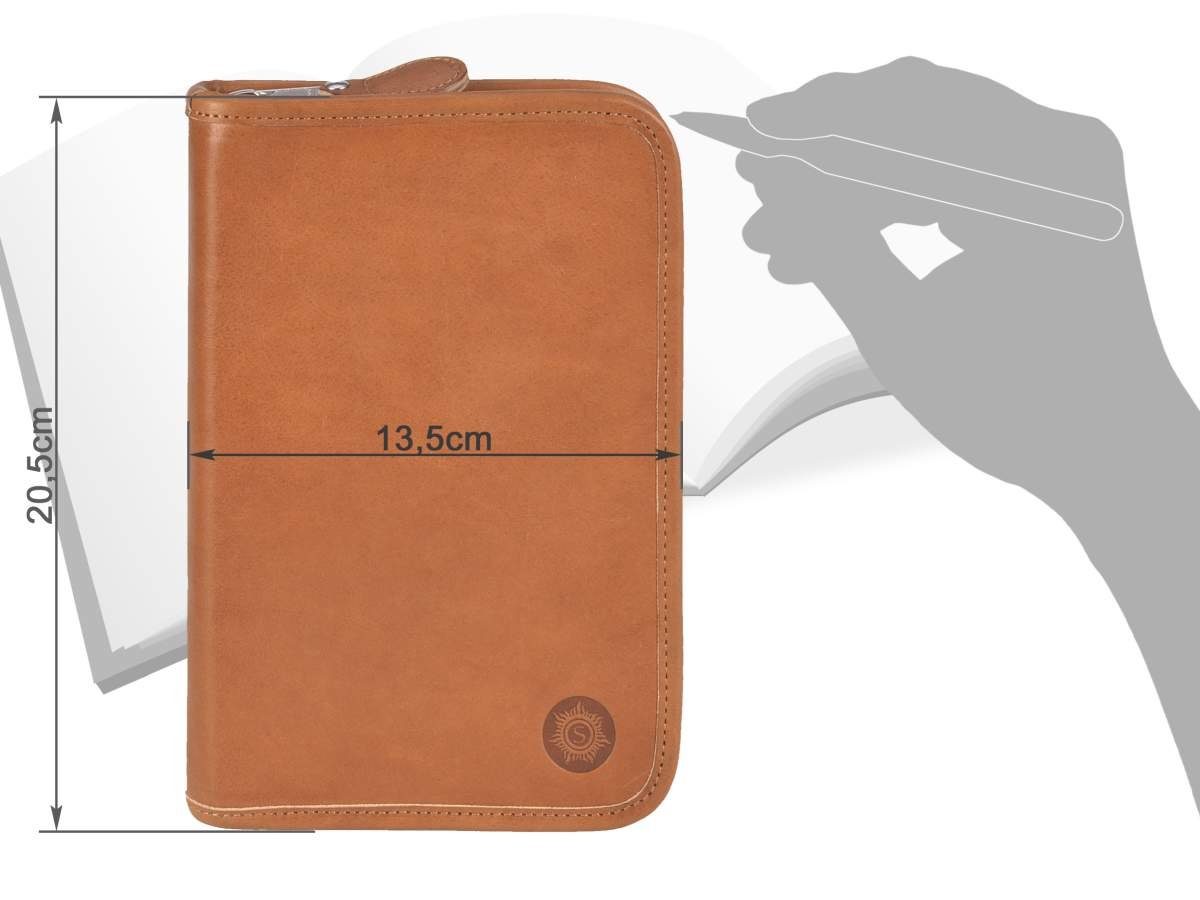 Sonnenleder Federtasche Lasse, Stifteetui, Schüleretui, 1-teilig, 15 Stiftschlaufen, Reißverschluss