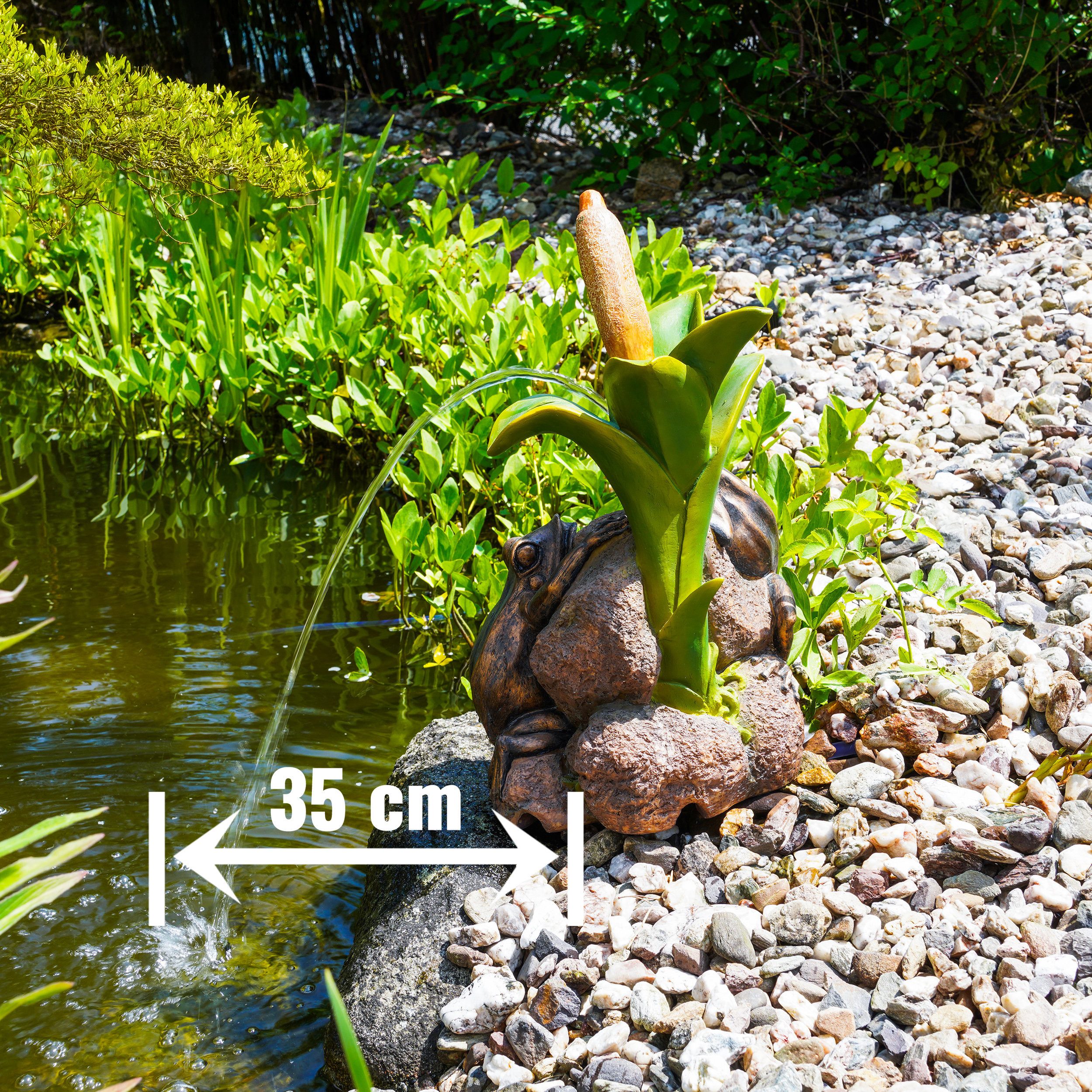 esotec Wasserspeier Solar Teichfigur Komplettset Froschpaar H=46cm Pumpe 250l/h 101662 (Komplettset)