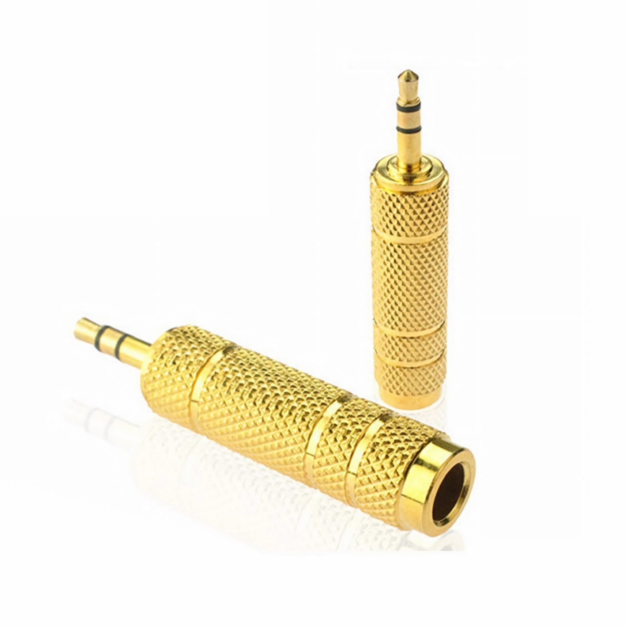 Bolwins O04 Klinkeadapter Mikrofon Kopfhörer 3,5mm Stecker auf 6,35mm Buchse Audio-Adapter 3,5 mm Stereo-Klinkenstecker zu 6,35 mm Stereo-Klinkenbuchse, 0 cm, hochwertiges Metallgehäuse, geschirmte Ausführung