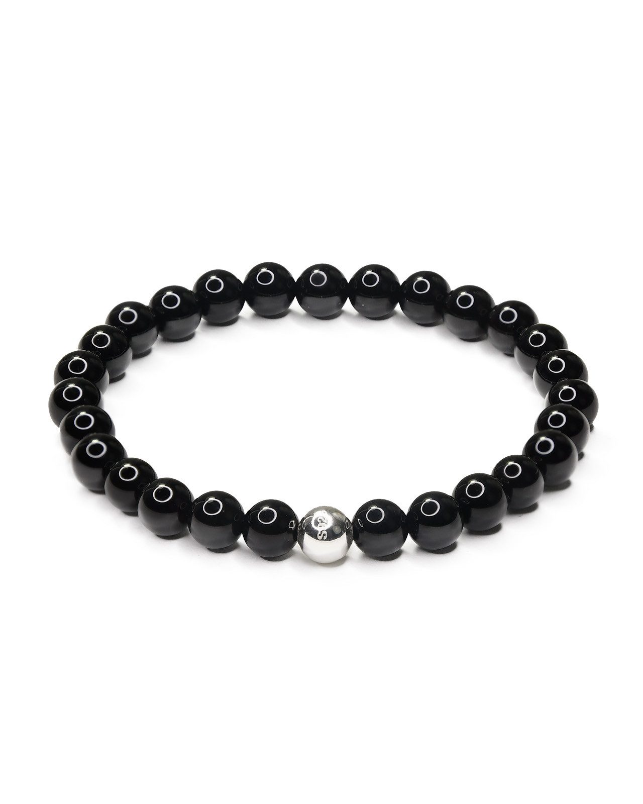 MayTree Armband Schwarzer Achat, 6mm Geschenk für Muttertag, Geburtstag, Weihnachten (Stück, 1-tlg), mit Perle aus 925Silber