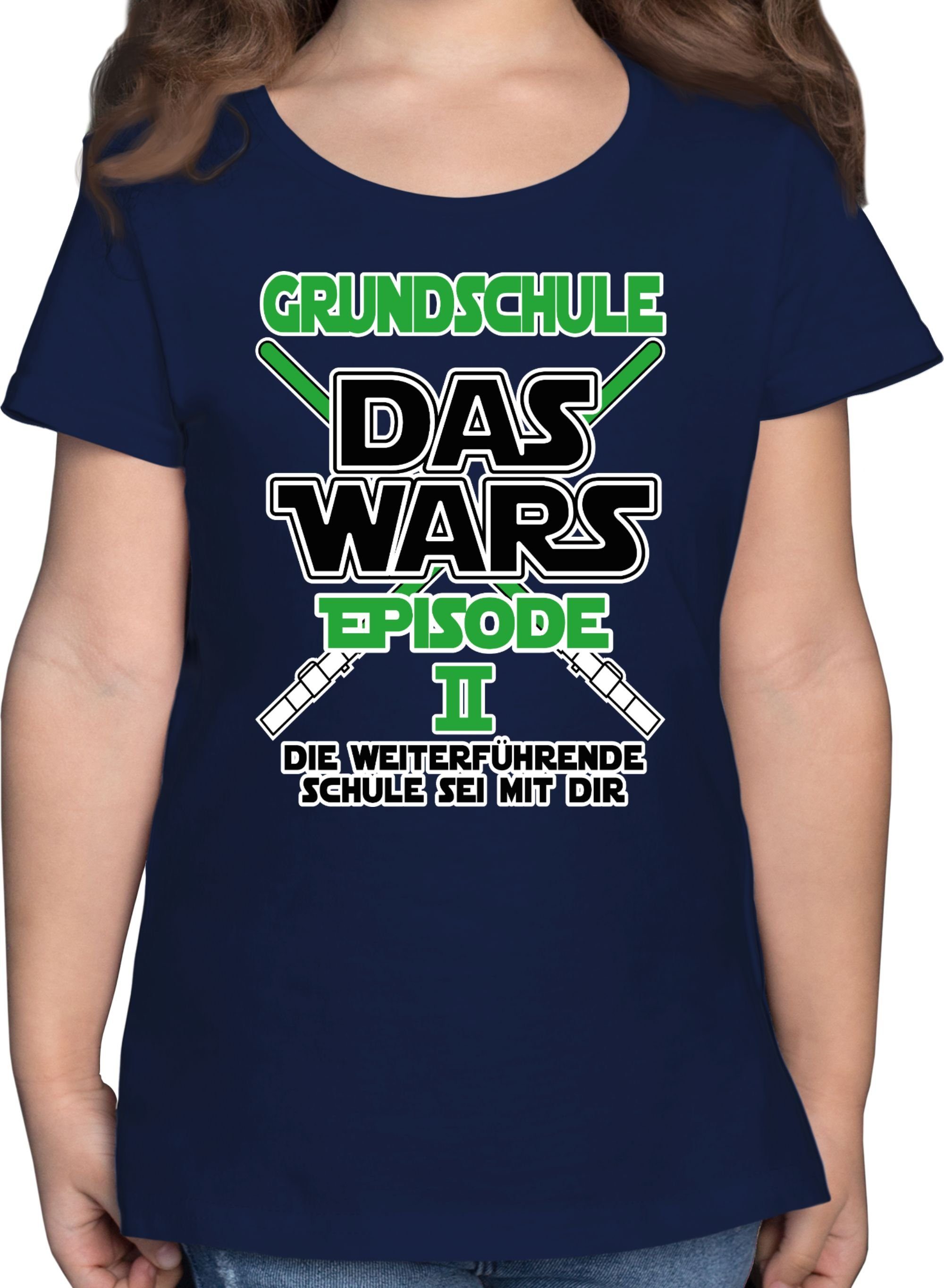 Shirtracer T-Shirt Grundschule Das Wars - Episode 2 - Die Weiterführende Schule sei mit d Einschulung Mädchen 3 Dunkelblau