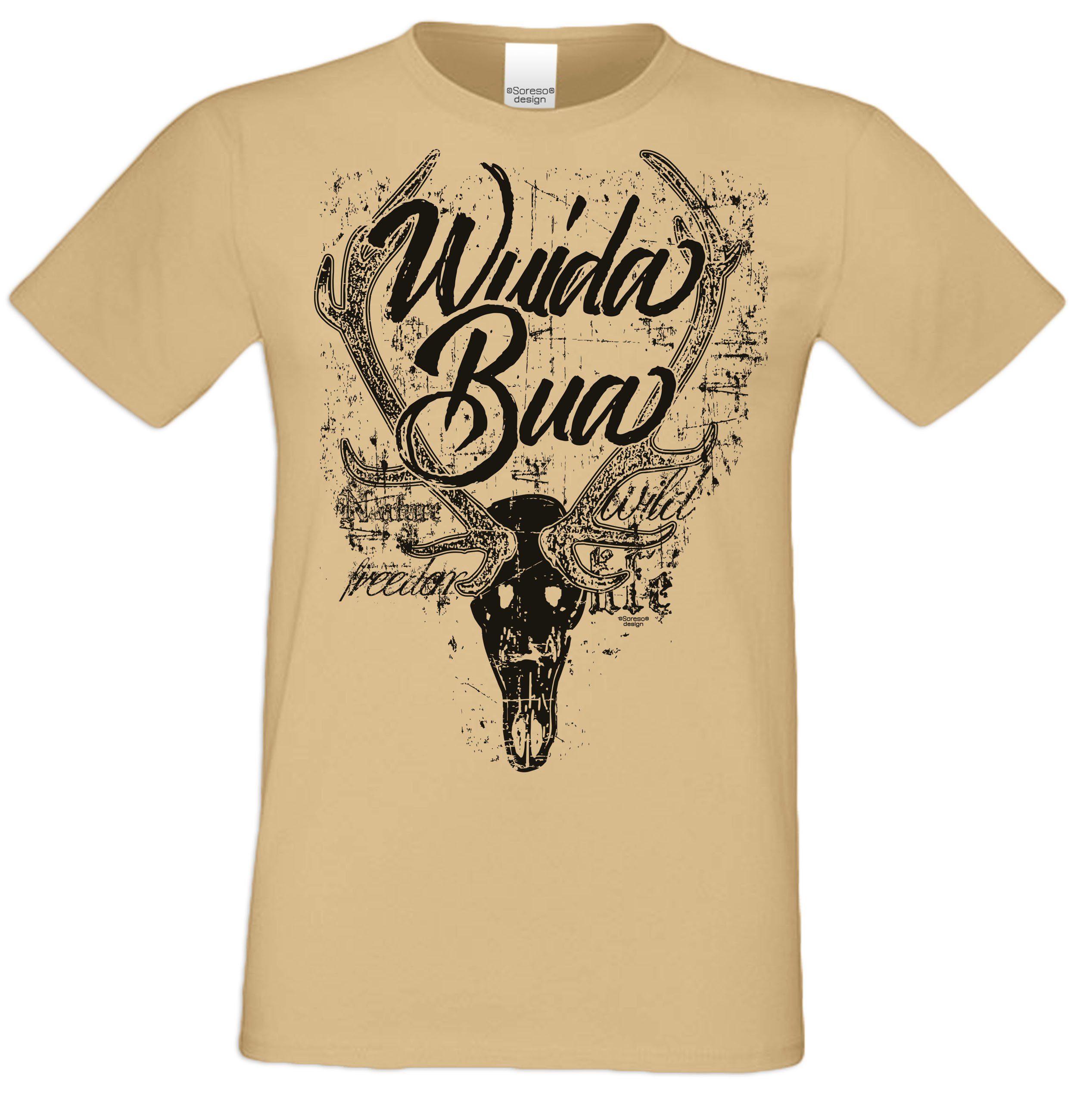 Soreso® T-Shirt Trachtenshirt Wuida Bua Herren (Ein T-Shirt) Trachten T-Shirt Männer sand