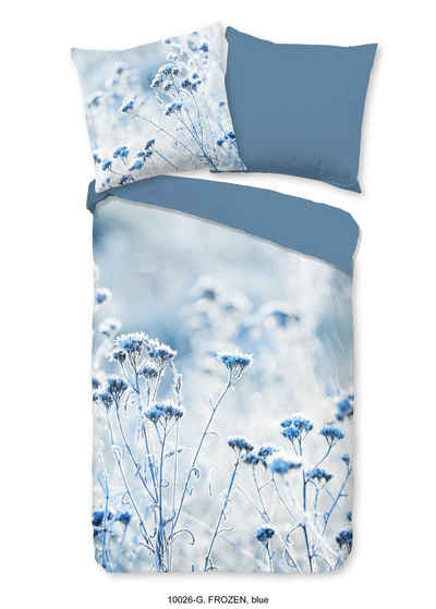 Bettwäsche Renforcé 2tlg 155 X 220 cm + 1- 80 X 80 cm Frozen Blue Bettwäsche, good morning, Baumolle, 2 teilig, Bettbezug Kopfkissenbezug Set kuschelig weich hochwertig