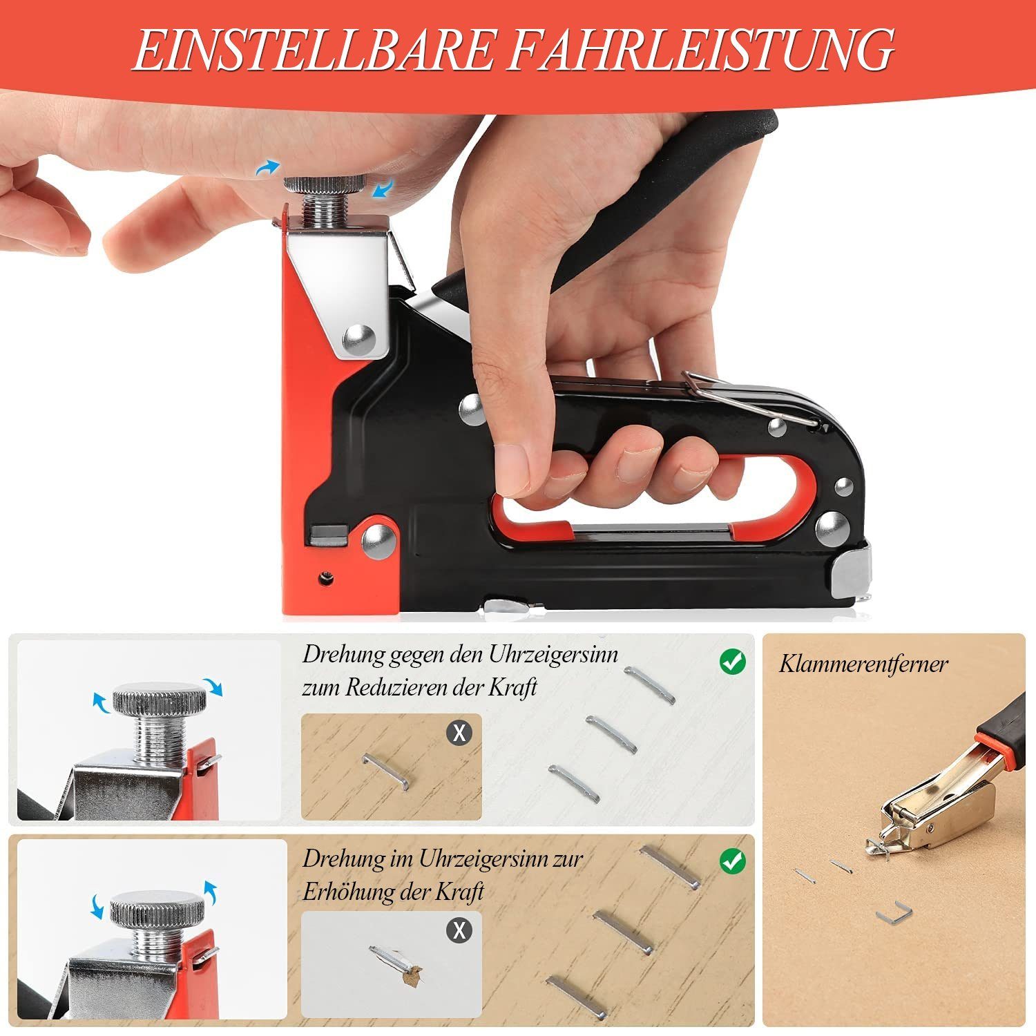 Heftpistole Kit, Polsterhefter Manuelle 1 Nagelpistole Handtacker zggzerg 3 in Set,