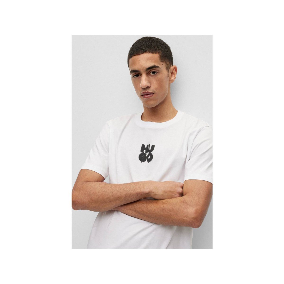 HUGO T-Shirt unbekannt (1-tlg) fit regular weiß