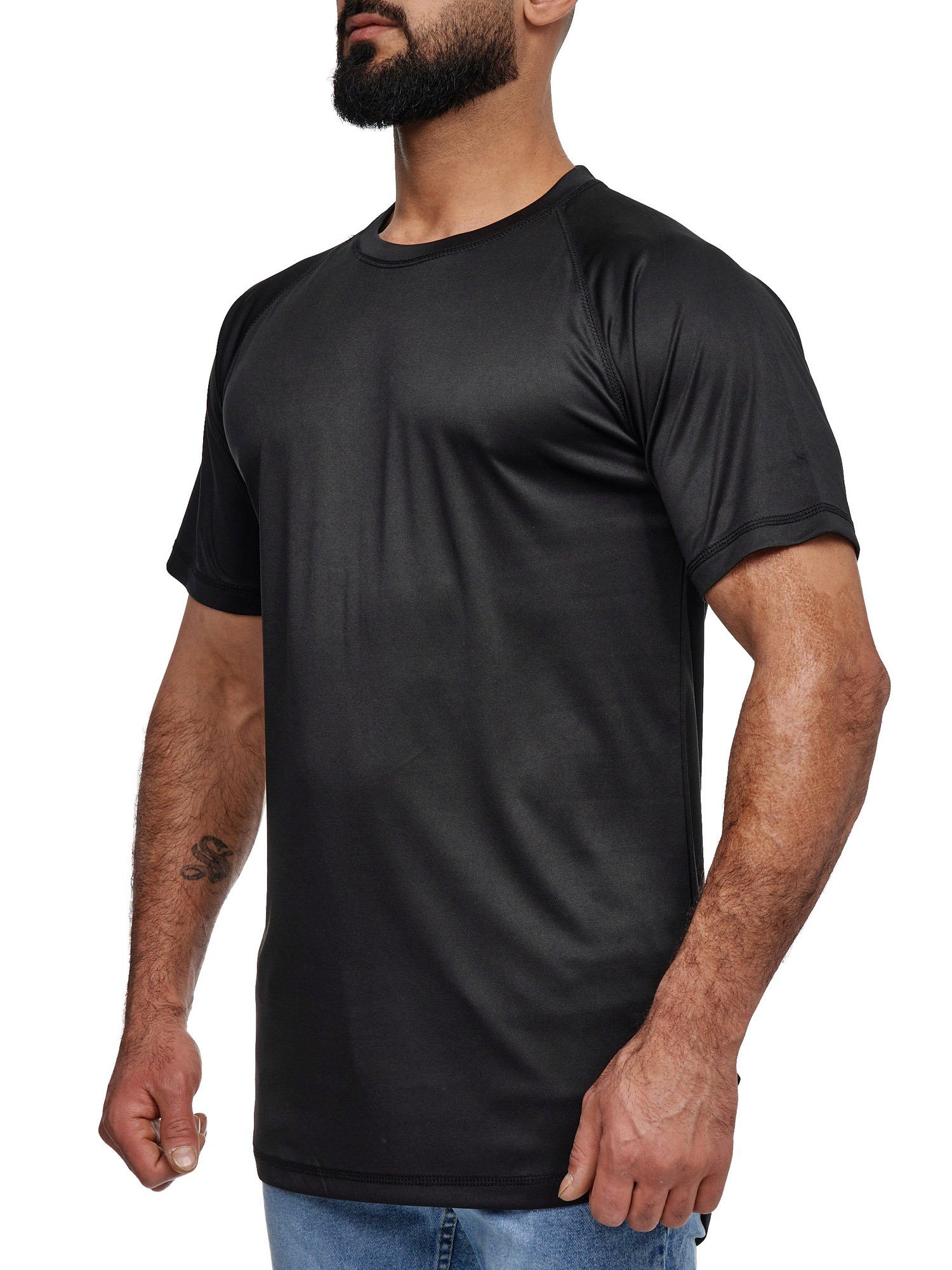 Dry-Fit Fitness Elara (1-tlg) Schwarz Elara Herren T-Shirt T-Shirt Rundhalsschitt