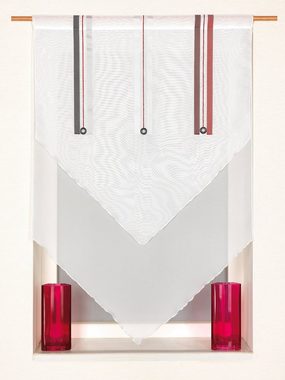 Scheibengardine Scheibengardine Fensterspitze Küchengardine 2203 60x90 cm Weiß Grün Rot Bistrogardine, EXPERIENCE, Stangendurchzug (1 St), halbtransparent, Voile, passend 2204 Bändchenrollo
