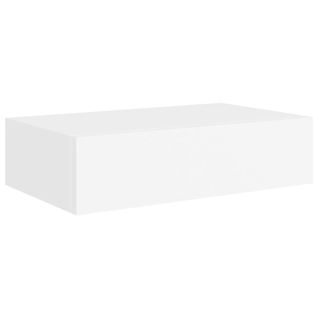 vidaXL Regal Wandregal mit Schublade Weiß 40x23,5x10 cm MDF, 1-tlg.