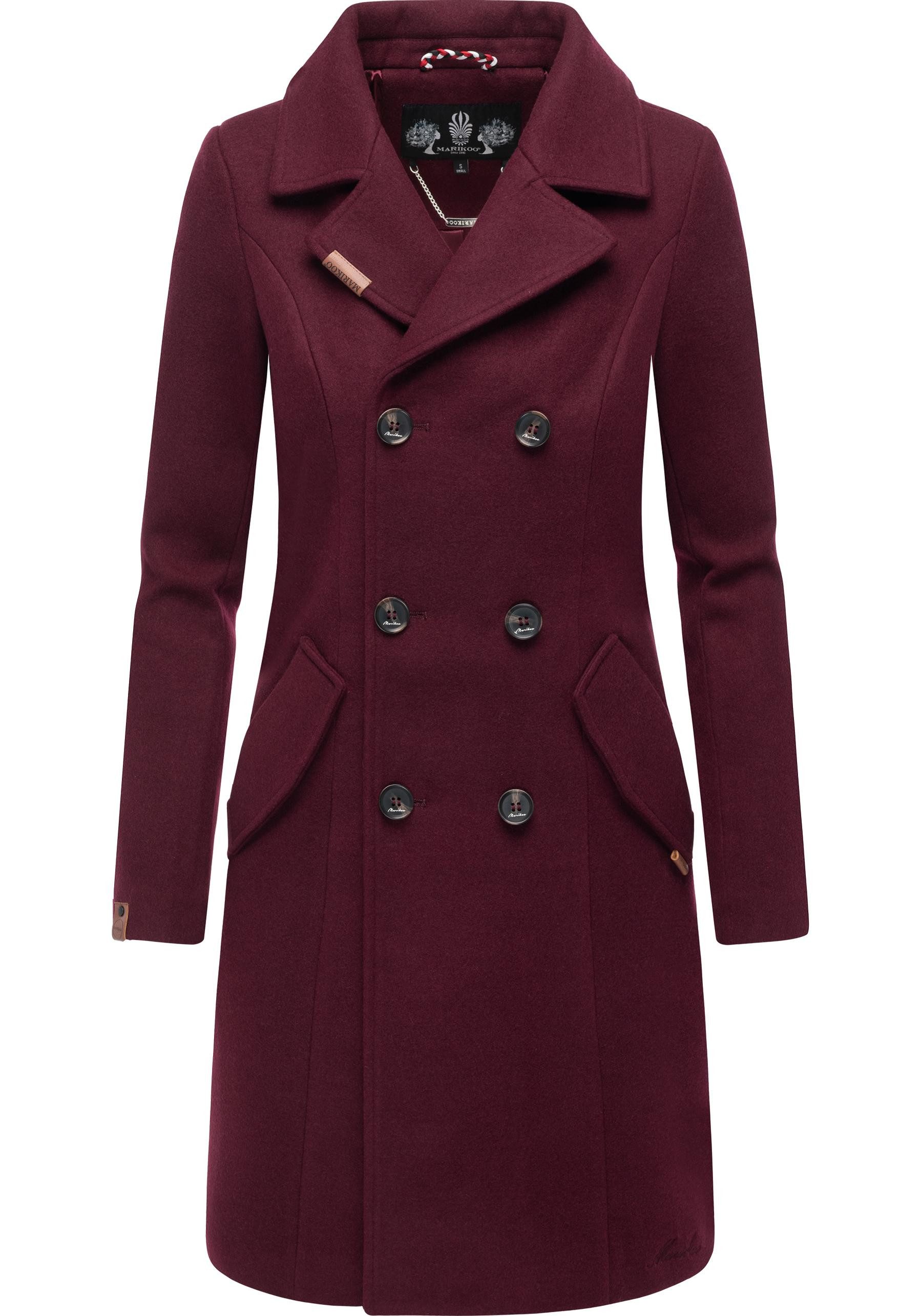 Marikoo Kurzmantel Nanakoo edler Damen Trenchcoat in Wollmantel-Optik