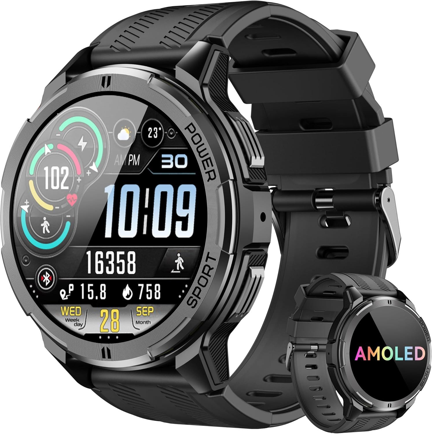 OUKITEL BT10 Smartwatch (3,6 cm, android ios), Herren Smartwatch 1 39 Zoll Bluetooth Anrufe Fitnessuhr Sportmodi IP68