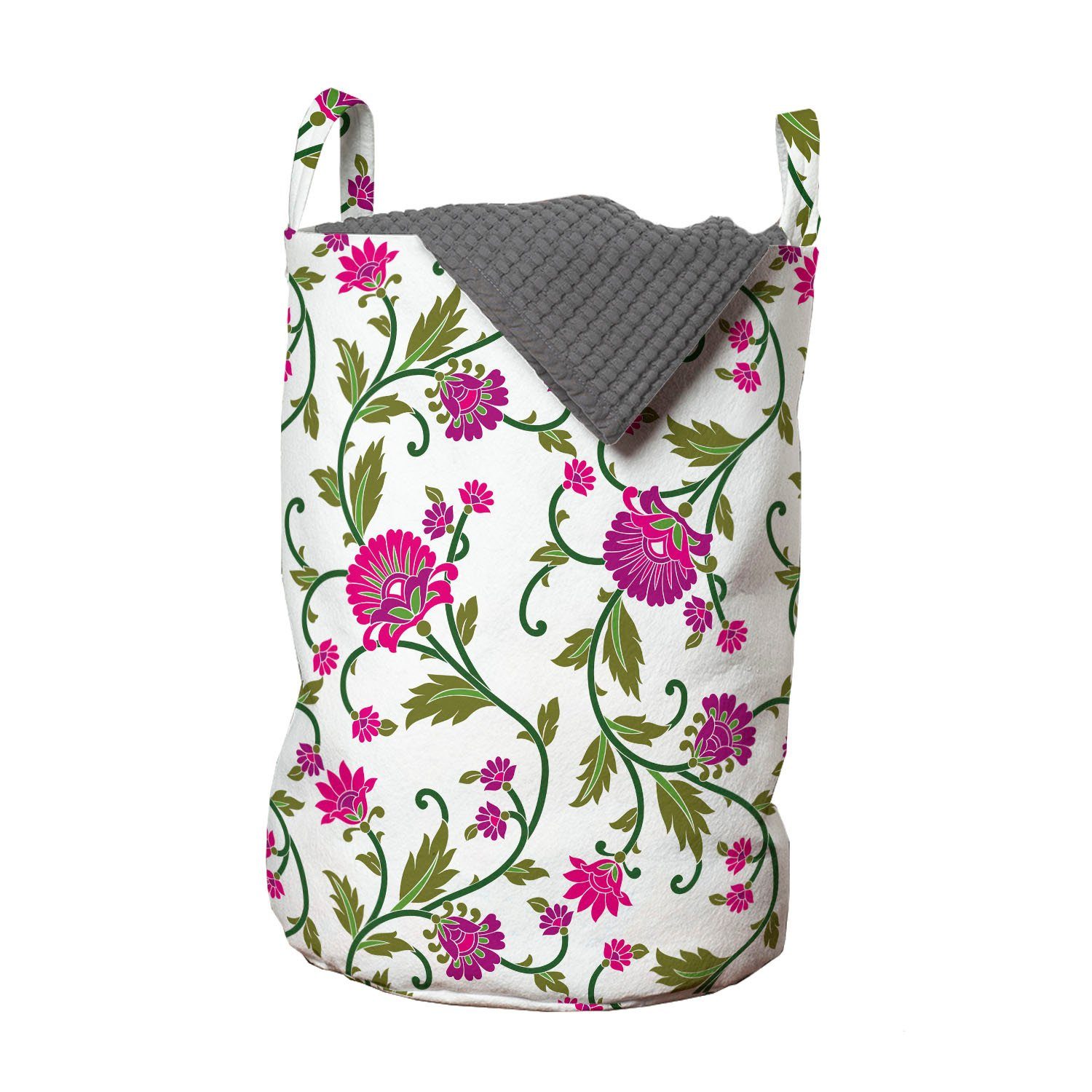 Abakuhaus Wäschesäckchen Wäschekorb mit Griffen Blumen Kordelzugverschluss für gebogenem mit Blumen Branchen Waschsalons
