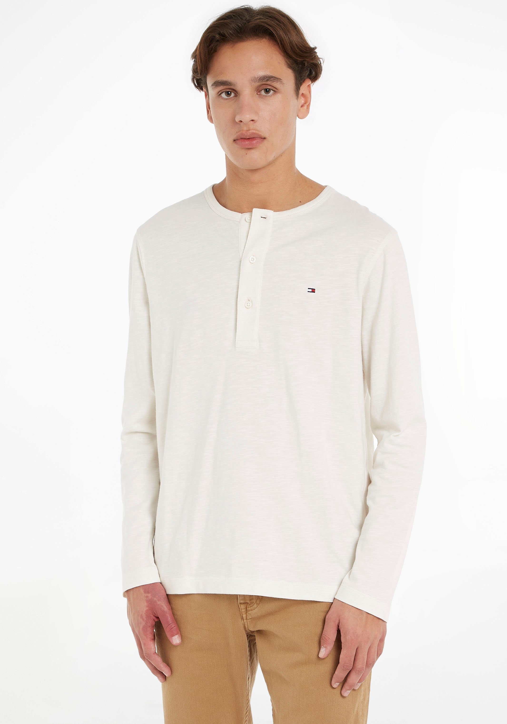 Tommy Hilfiger Langarmshirt SLUB HENLEY LS Weathered White