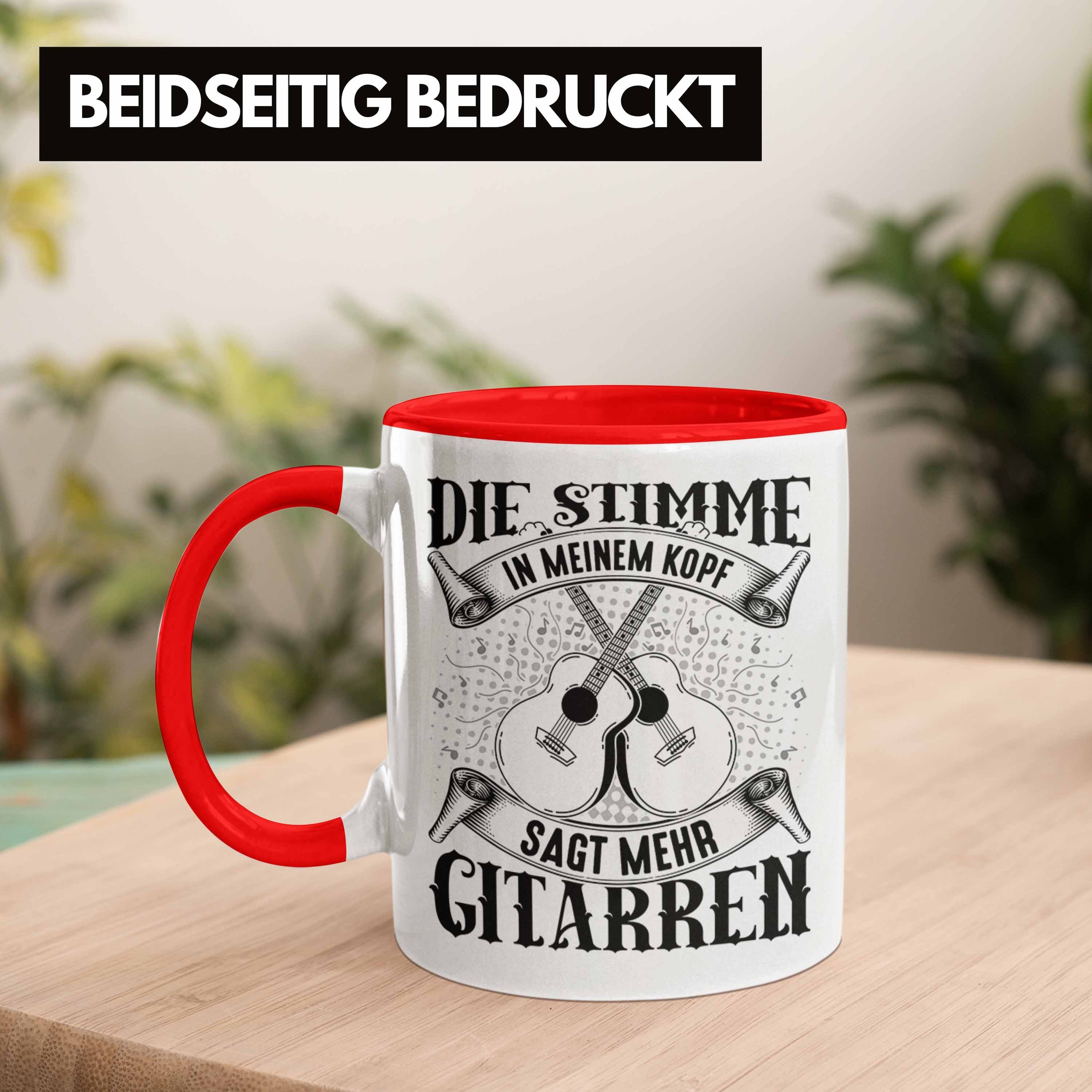 Kaffee-Bech Rot Tasse Geschenk Trendation Spruch Gitarre Gitarrenspieler Geschenkidee Tasse
