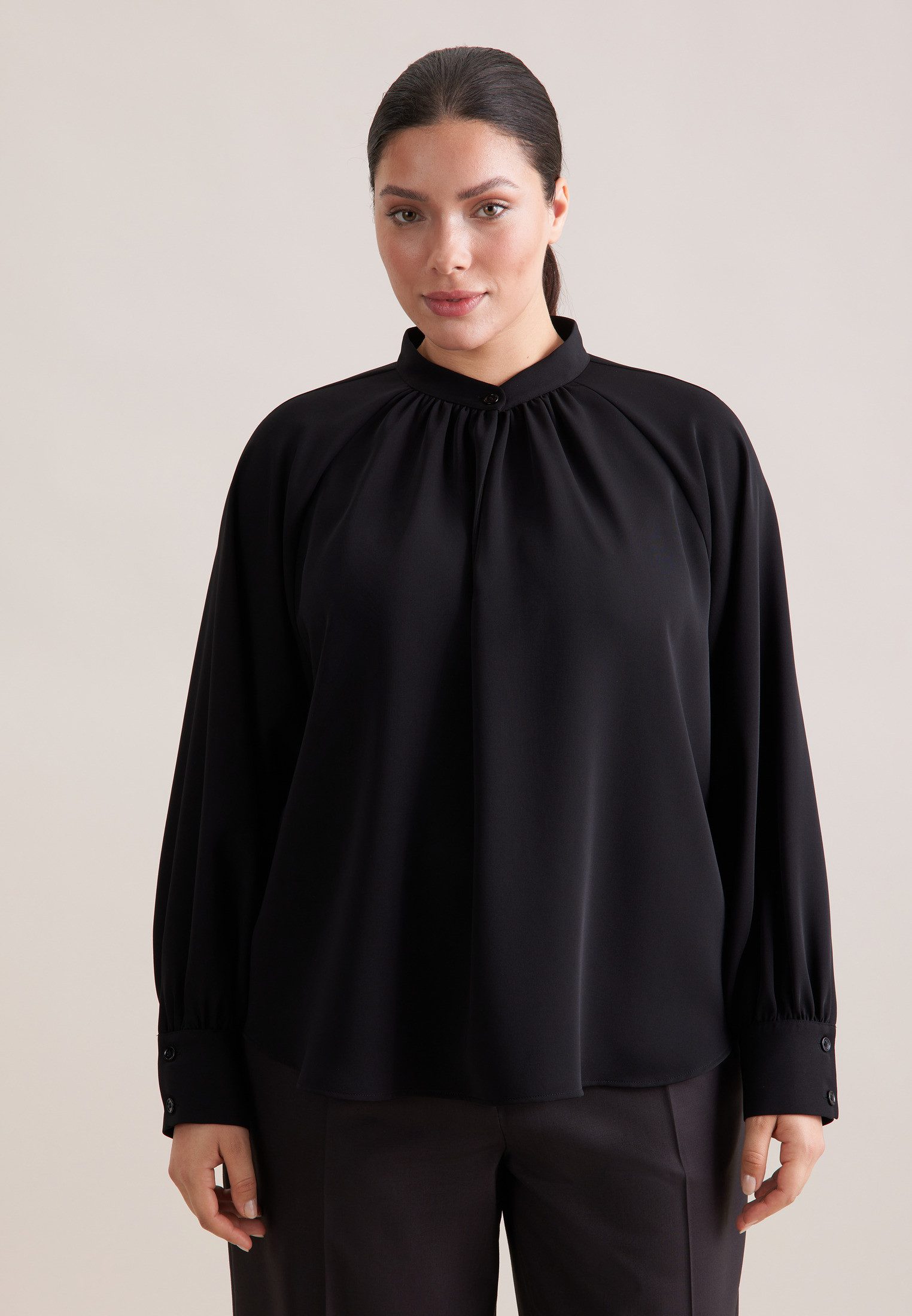 seidensticker Klassische Bluse Schwarze Rose 1/1 Rundhals Uni