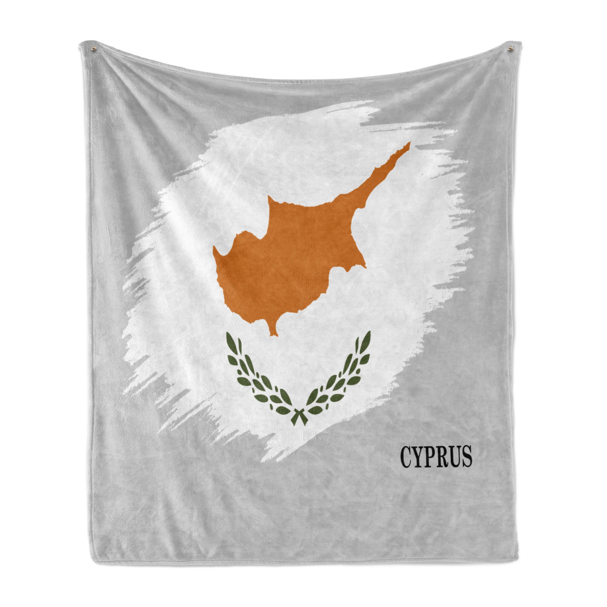 Flagge und Zypern Brush Wohndecke Innen- zyprische Gemütlicher Stroke den Plüsch Abakuhaus, für Außenbereich,