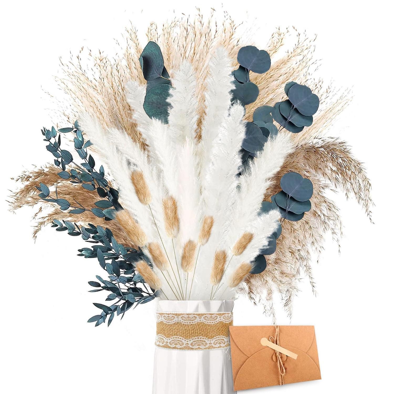 Trockenblume Trockenblumenstrauß Boho Natur Deko 40cm, LuxusKollektion, Höhe 10 cm