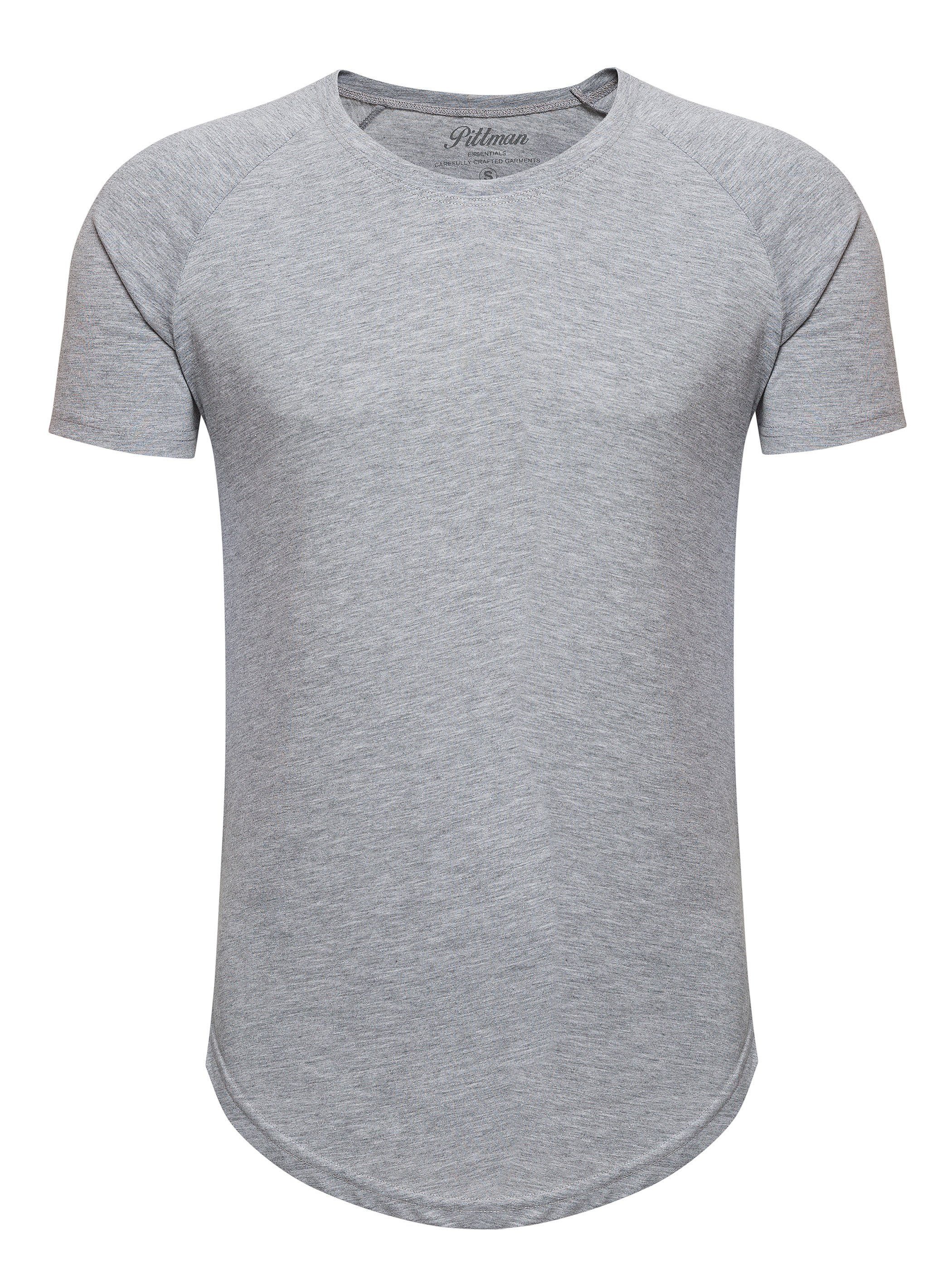 (163907) Oversize Tee Pittman Quin Basic T-Shirt dapple (1-tlg) - Crew Pittman gray Neck