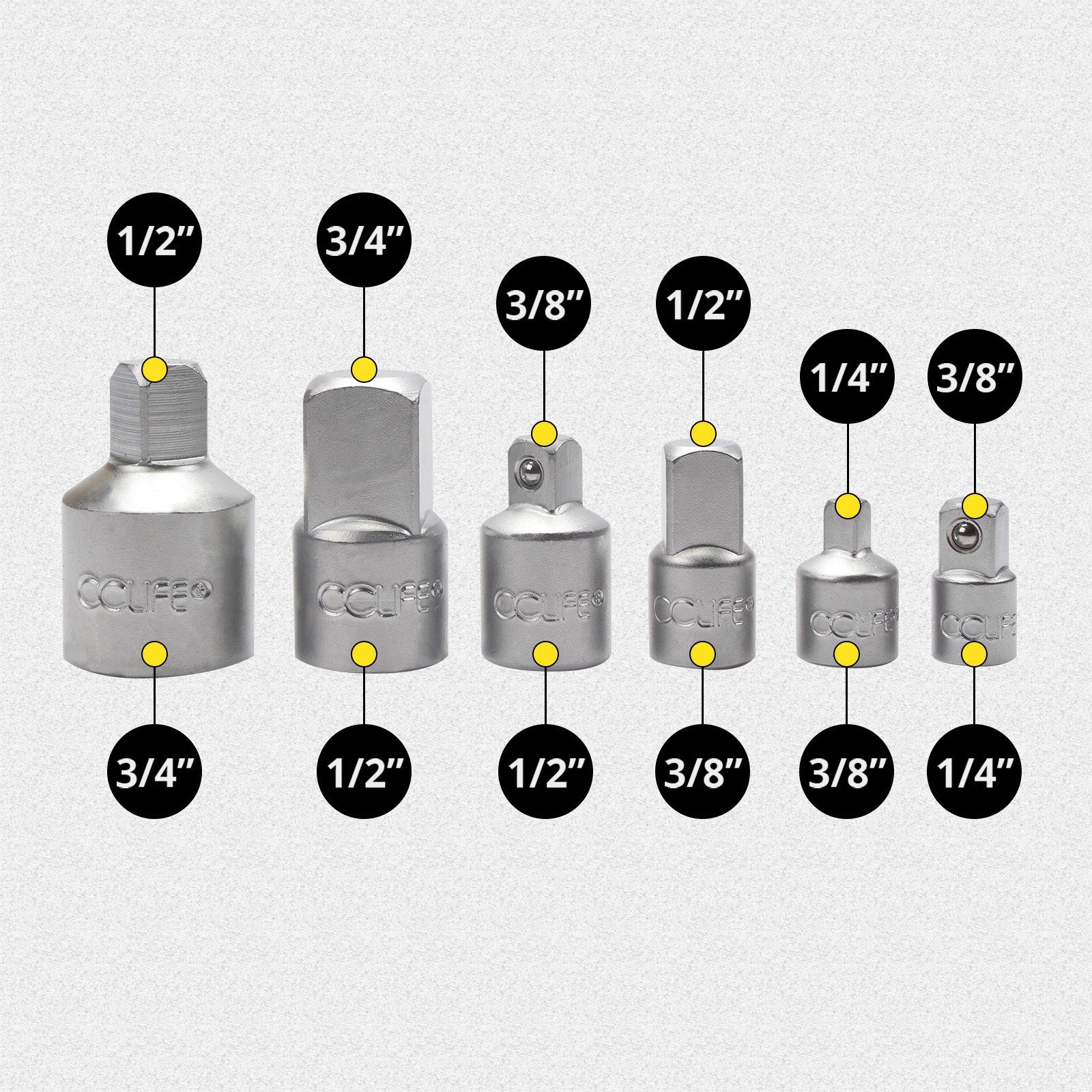 3/4 auf Steckschlüssel 3/8 Steckschlüssel CCLIFE Stecknuss 1/2 Adapter Zoll Einsatz Nuss 1/4