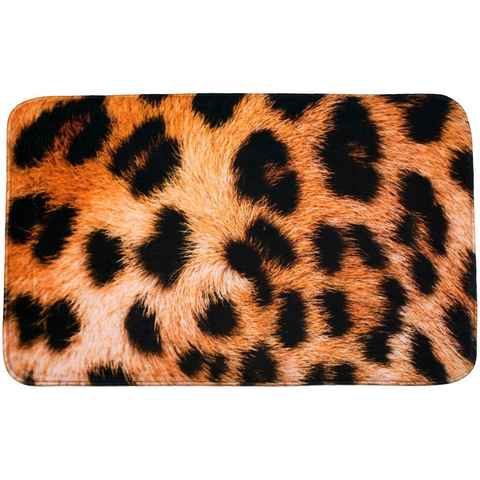 Badematte Leopardenfell Sanilo, Höhe 15 mm, schnell trocknend, Polyester, rechteckig, Memory Schaum