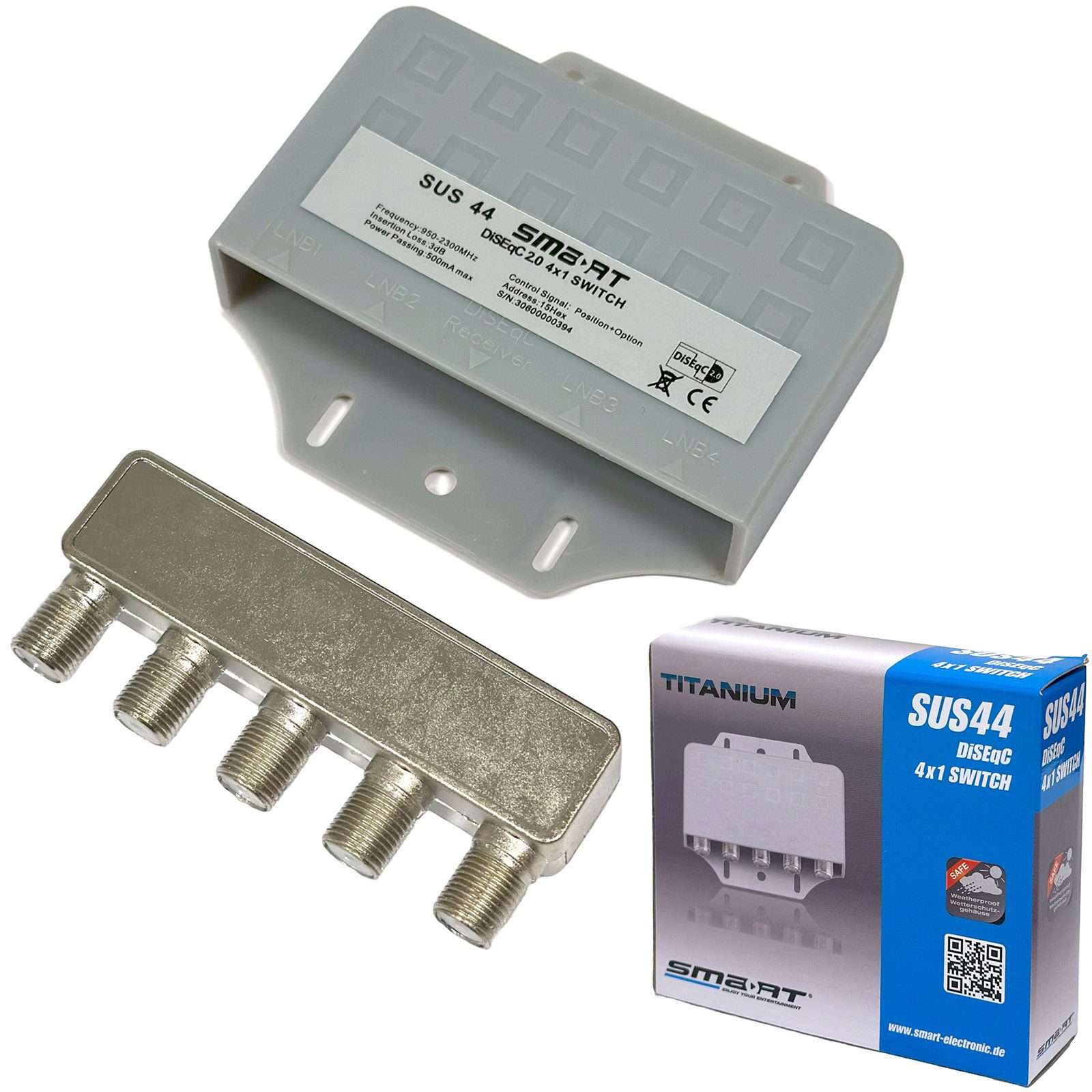 HB-DIGITAL SAT-Multischalter Schalter DiSEqC Smart Titanium 4/1 Switch
