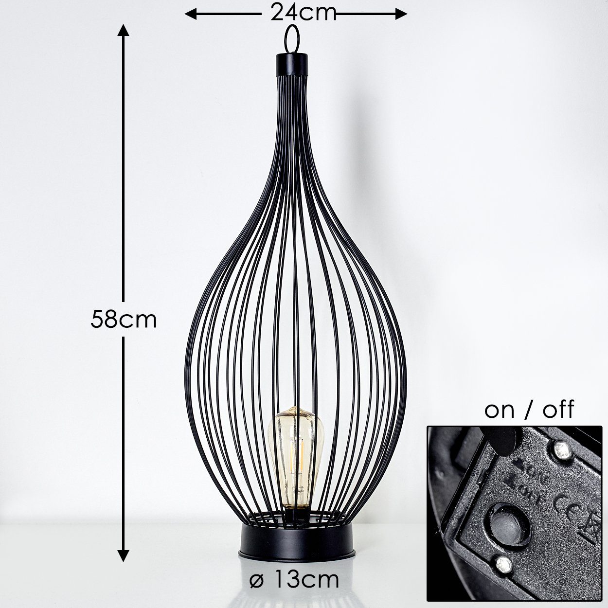 hofstein LED Solarleuchte »Trabia« LED Solarleuchte aus Metall in Schwarz, mit An-/Ausschalter, Solarlampe mit Lichteffekt, Solarpanel und Akku