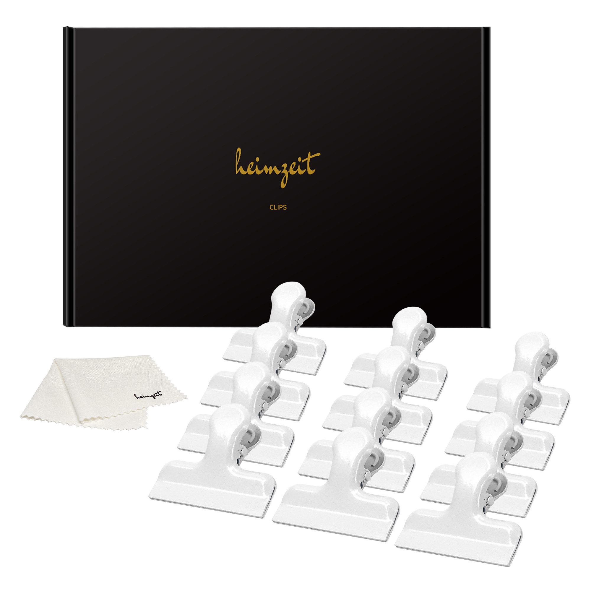 heimzeit Verschlussklammer heimzeit Verschlussclips - Edelstahl - für Lebensmittelbeutel, Tüten (Set, 12 Stück), Beutelclips für Lebensmittelverpackungen und Tüten