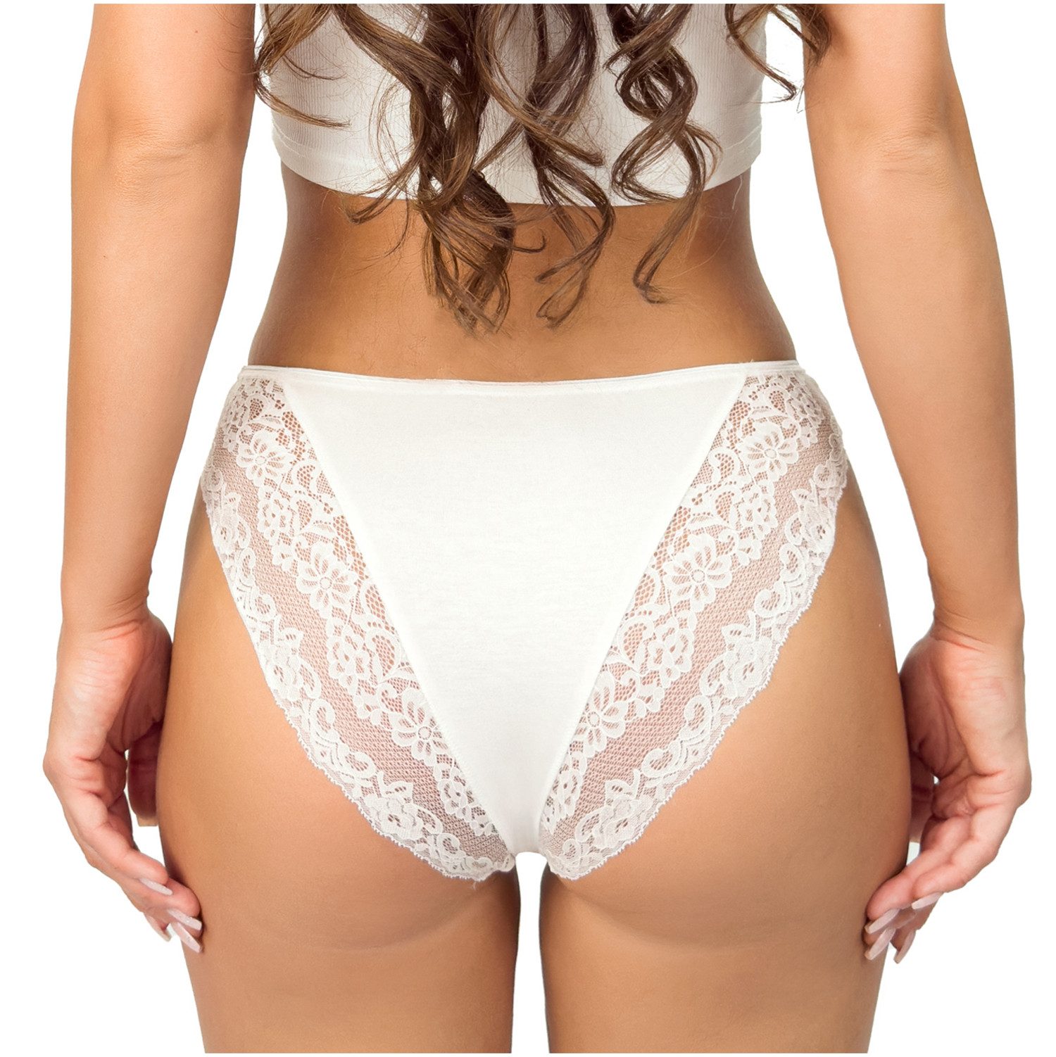 Donna Slip 216 (2-St) Damen 2er Pack Slips Unterhosen Panty florale Spitze Viskose