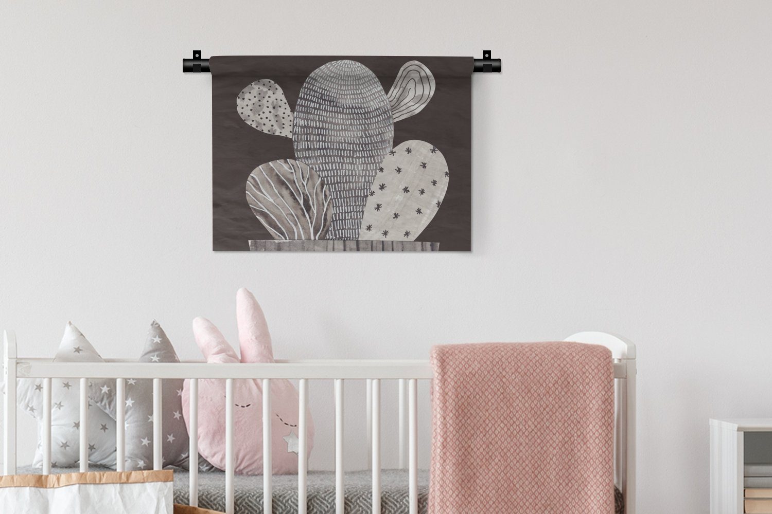 - Wandbehang, Wanddekoobjekt Pflanze Streifen, - Wanddeko für Punkte Kinderzimmer - Kaktus Wohnzimmer, Schlafzimmer, MuchoWow Kleid,