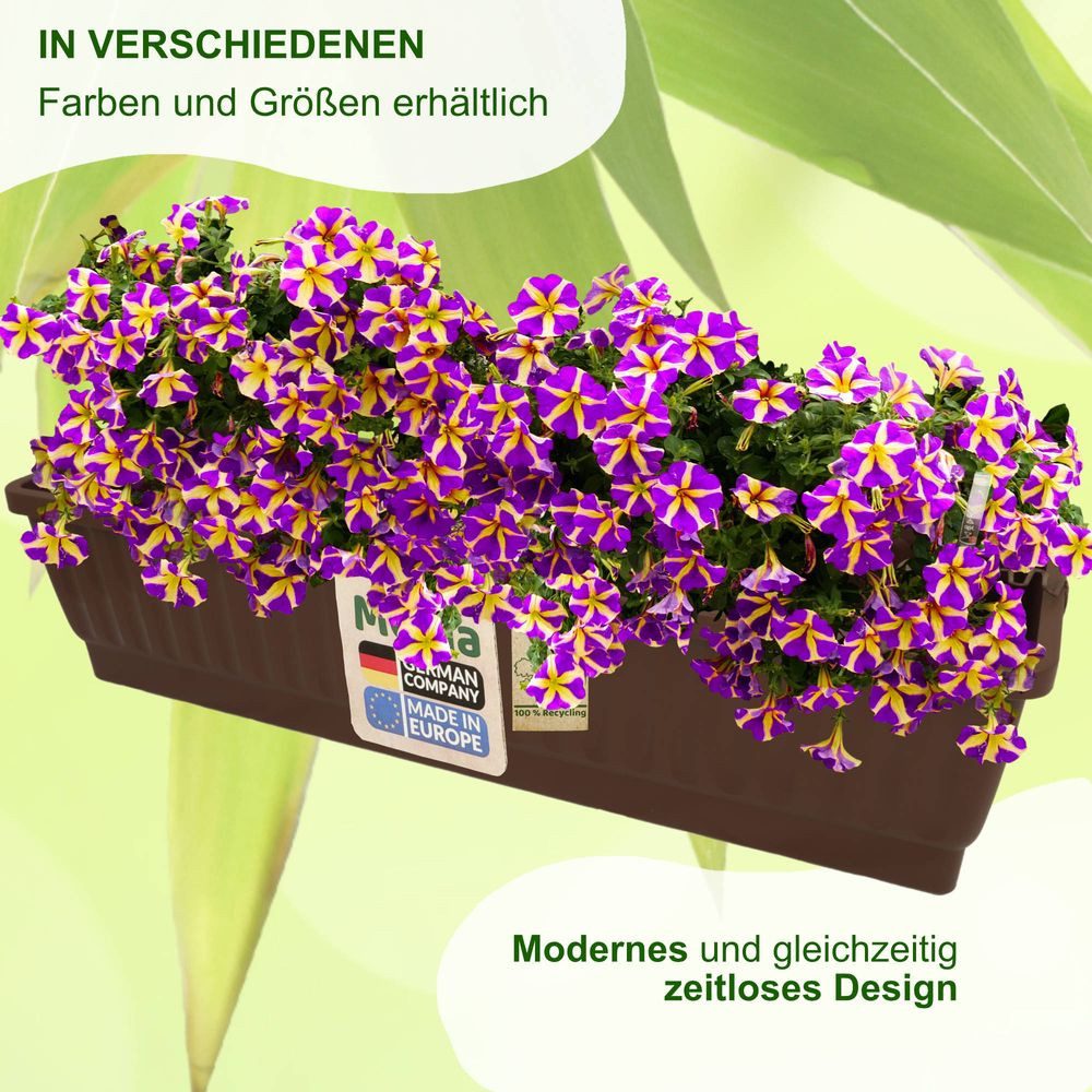 Heimwerkercenter Balkonkasten MePla - XXL Blumenkasten mit Bew. Venezia 60 cm braun