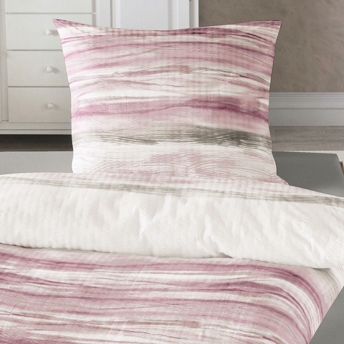 TRAUMSCHLAF Bettwäsche Wellen rosa, Seersucker, 3 günstig online kaufen
