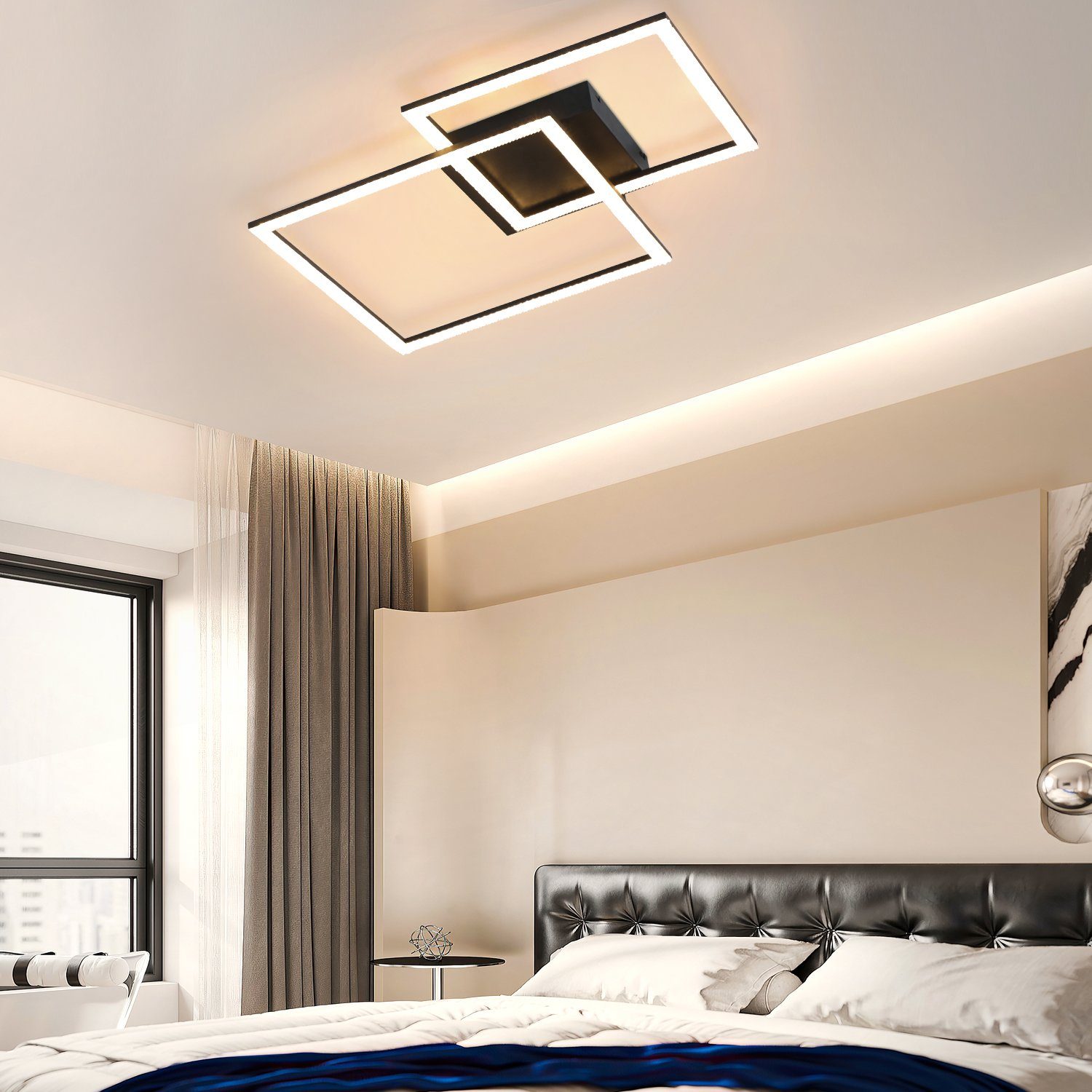 54W LED Moderne Deckenleuchte Esszimmer, Fernbedienung Nettlife mit Dimmbare LED für fest Küche integriert Schwarz
