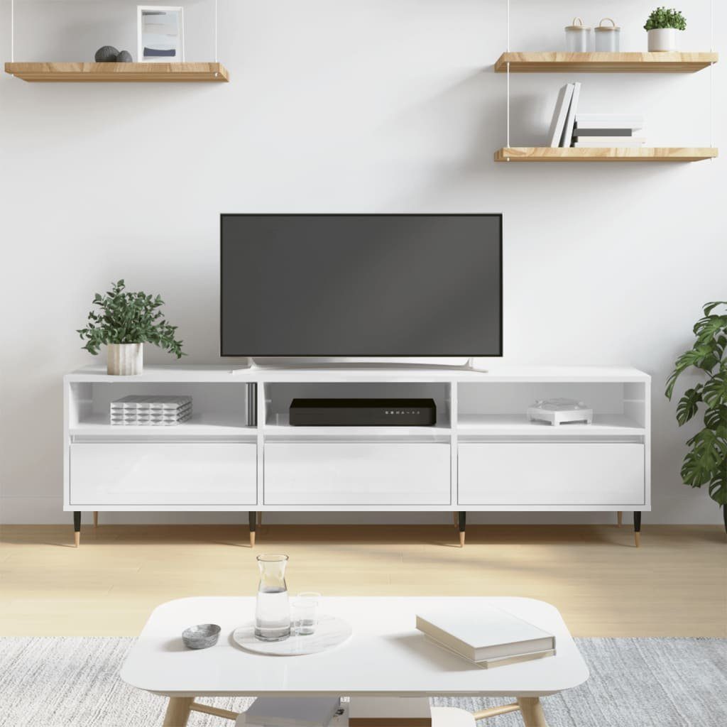 cm furnicato 150x30x44,5 Holzwerkstoff TV-Schrank Hochglanz-Weiß