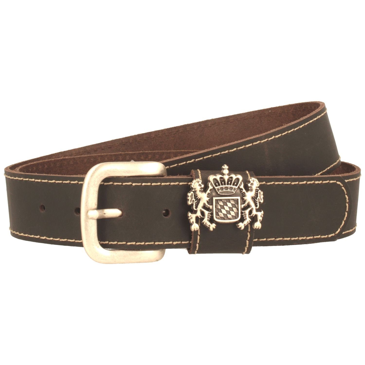 Breiter Ledergürtel Trachten mit kleinem Bayernwappen günstig online kaufen
