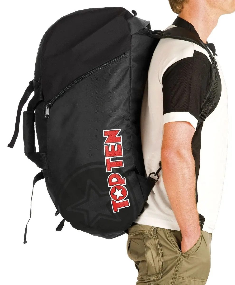 Top Ten Sporttasche Rucksack-Tasche Kombination Trainingstasche Sport Kickboxen 8002-9905 (Stück), Oversize Reißverschluss, gepolsterten Rucksacktragegurte, huckepack