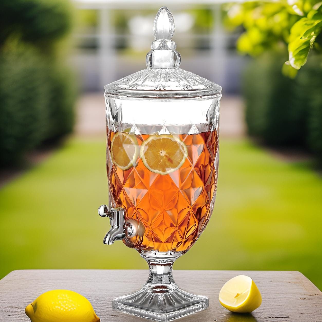 Cheffinger Getränkespender Getränkespender Glas mit Zapfhahn 5L Wasserspender Saftspender