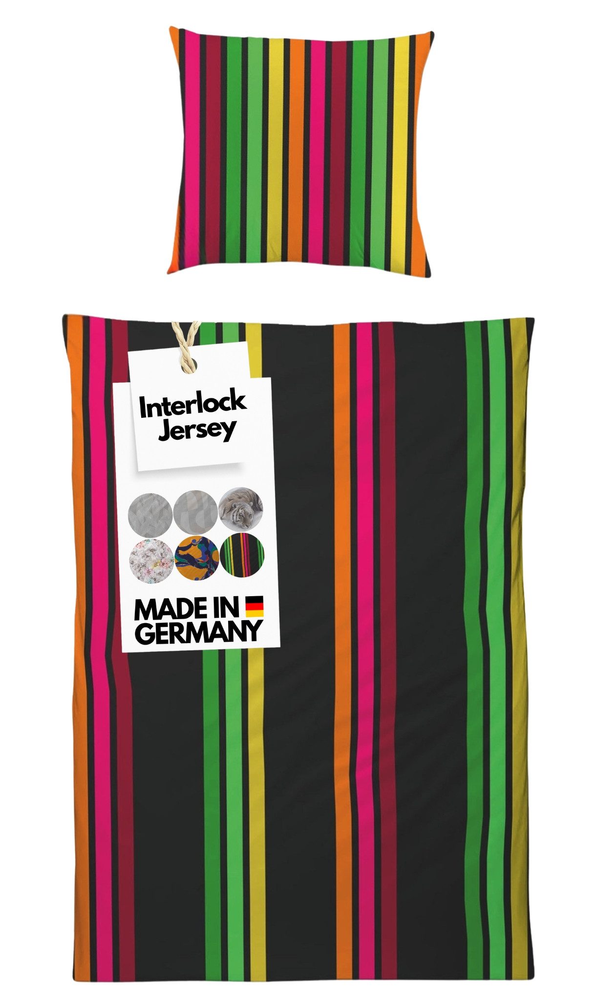 Carpe Sonno Bettwäsche Jersey 135x200 155x220 Baumwolle Bettbezug Bettwäsche MADE IN GERMANY, Interlock-Jersey, 2 teilig, Hochwertige Luxus Interlock Bettwäsche 135 x 200 cm - Streifen