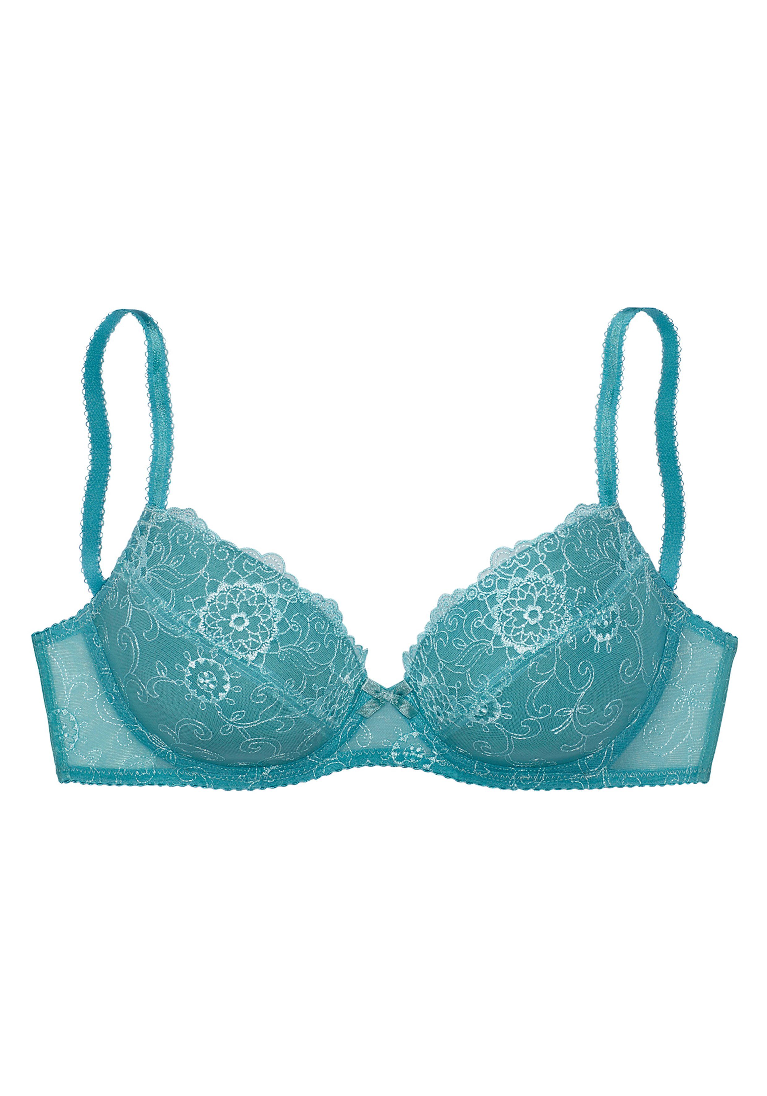 Spitze, Nuance extravaganter Stickerei aus Push-up-BH Dessous aqua