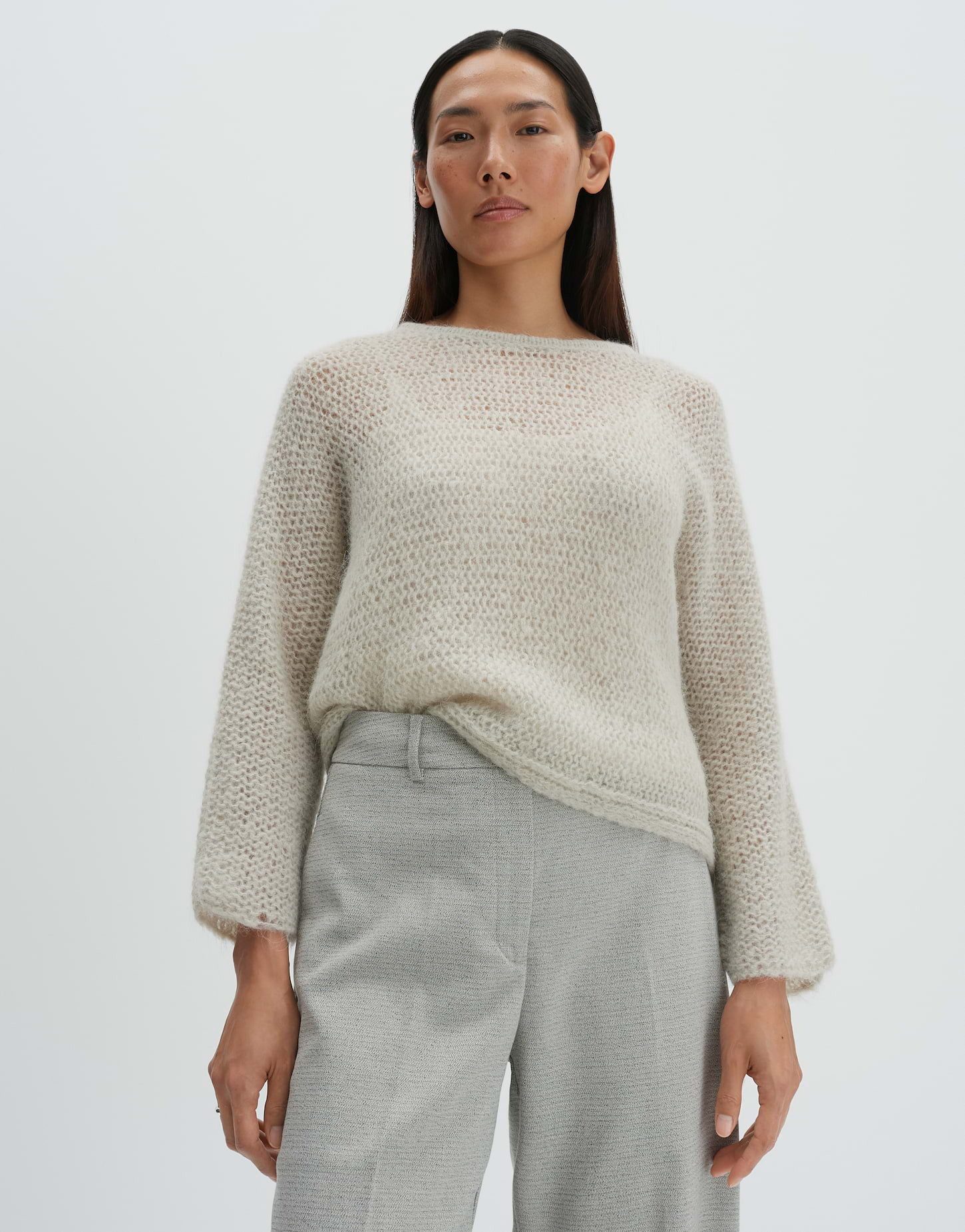 someday Strickpullover Talume Weite Passform mit Lochstrickmuster, verkürzt günstig online kaufen