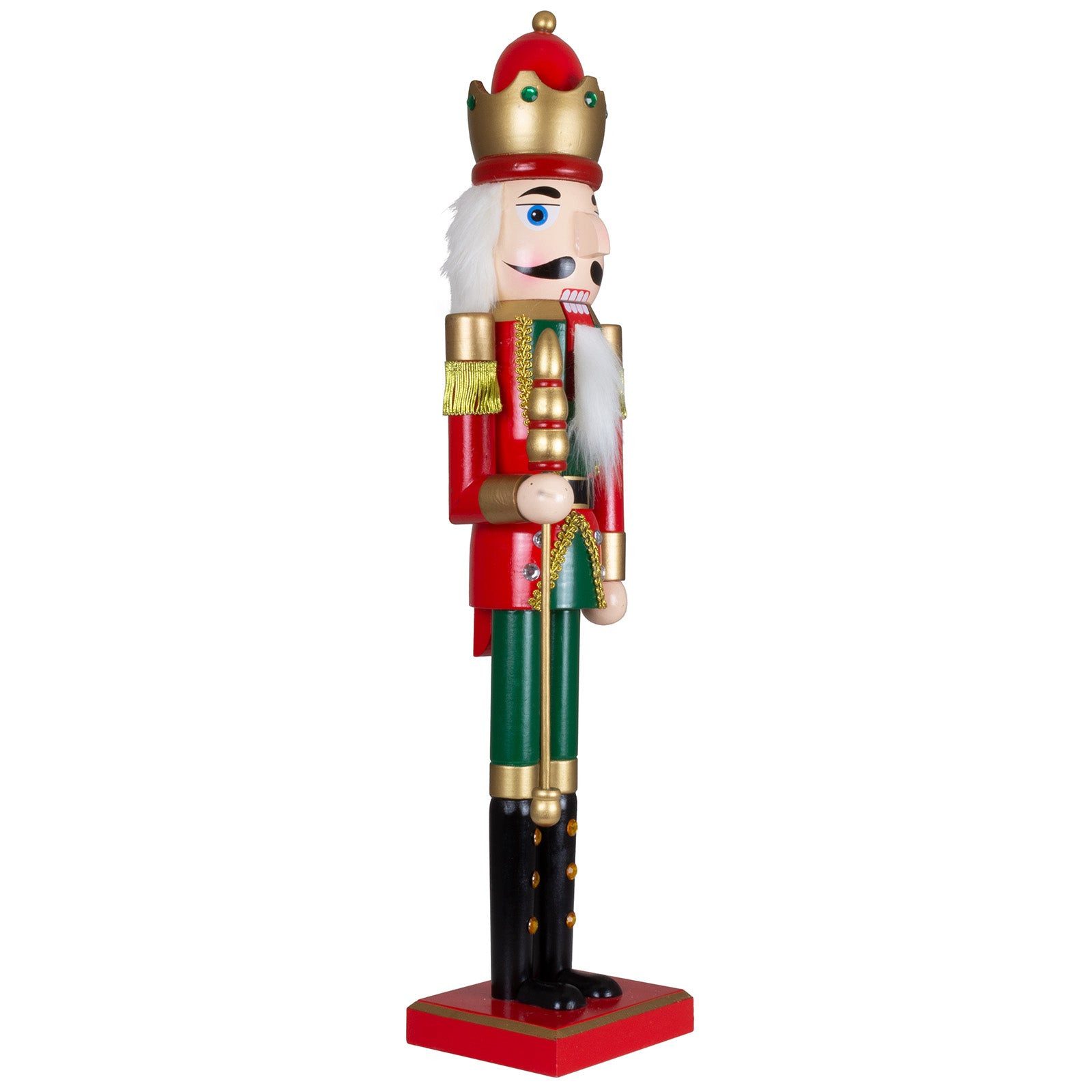 Christmas Paradise Nussknacker König Dekofigur mit Krone & Zepter, Holzfigur 60 cm in Rot und Grün, (stehend, 1-tlg., Weihnachtsdeko), Holz, bunt