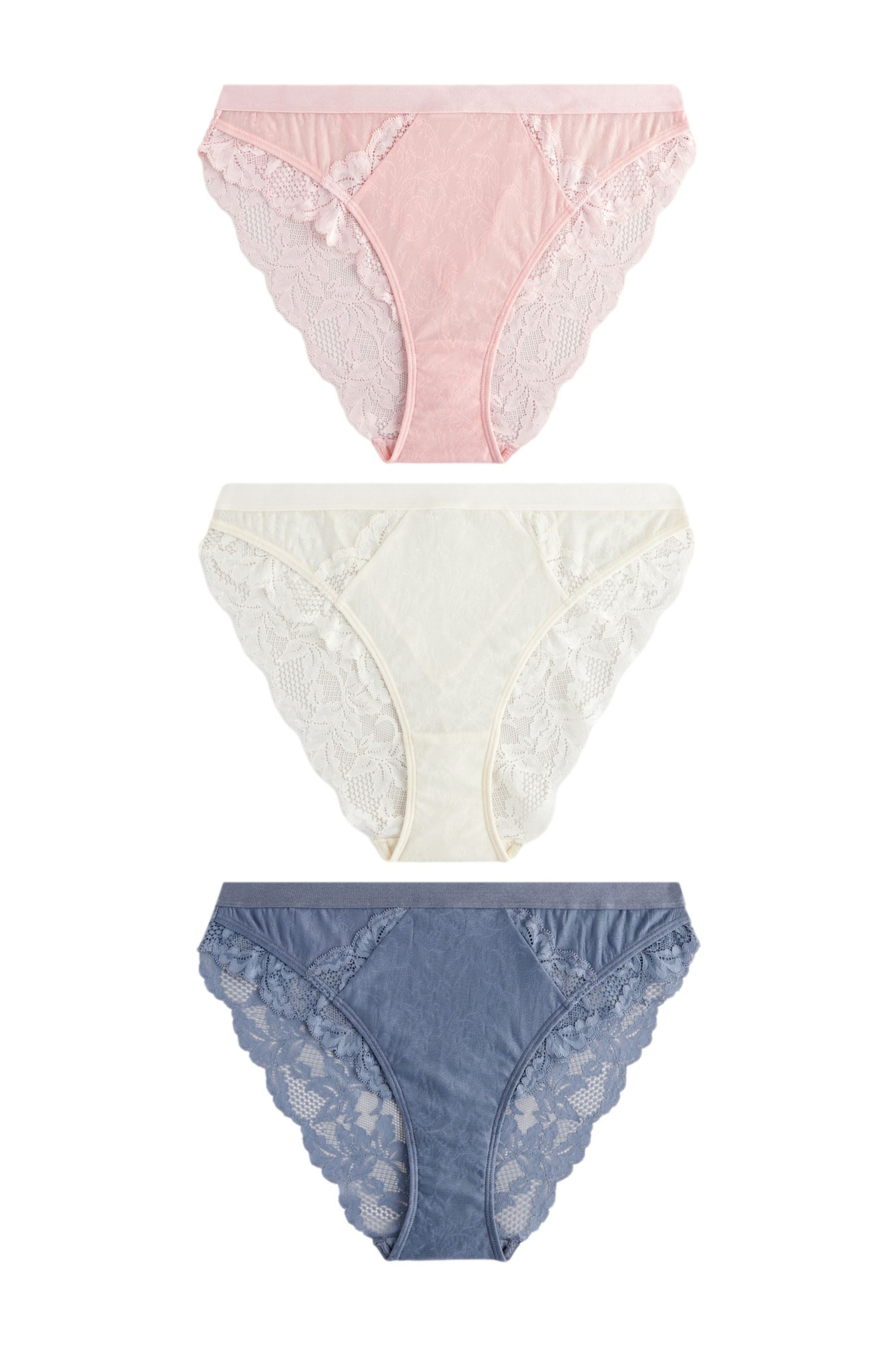 Slip 3er-Pack Slips mit Spitze und hohem Bein