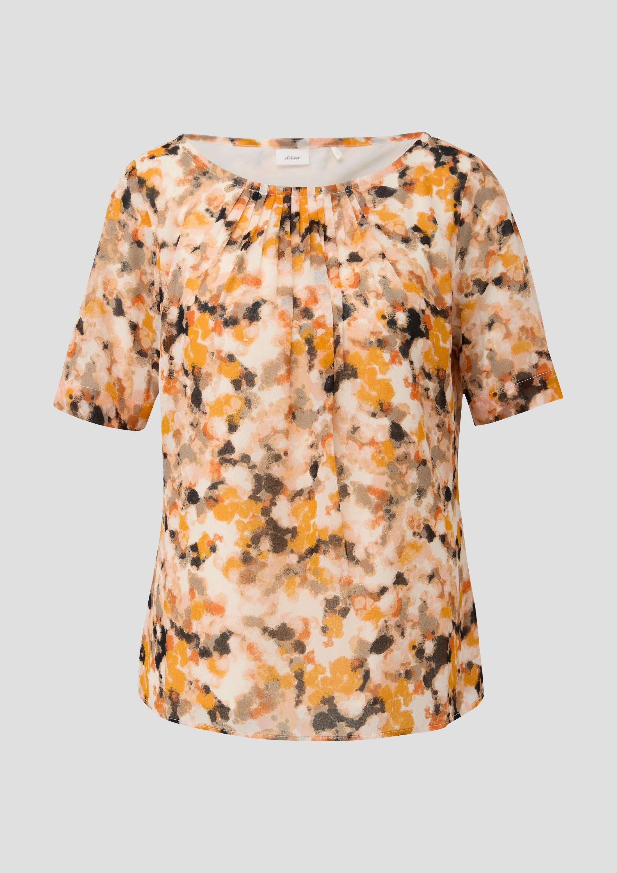 s.Oliver Kurzarmbluse Bluse Semitransparente Chiffon-Bluse