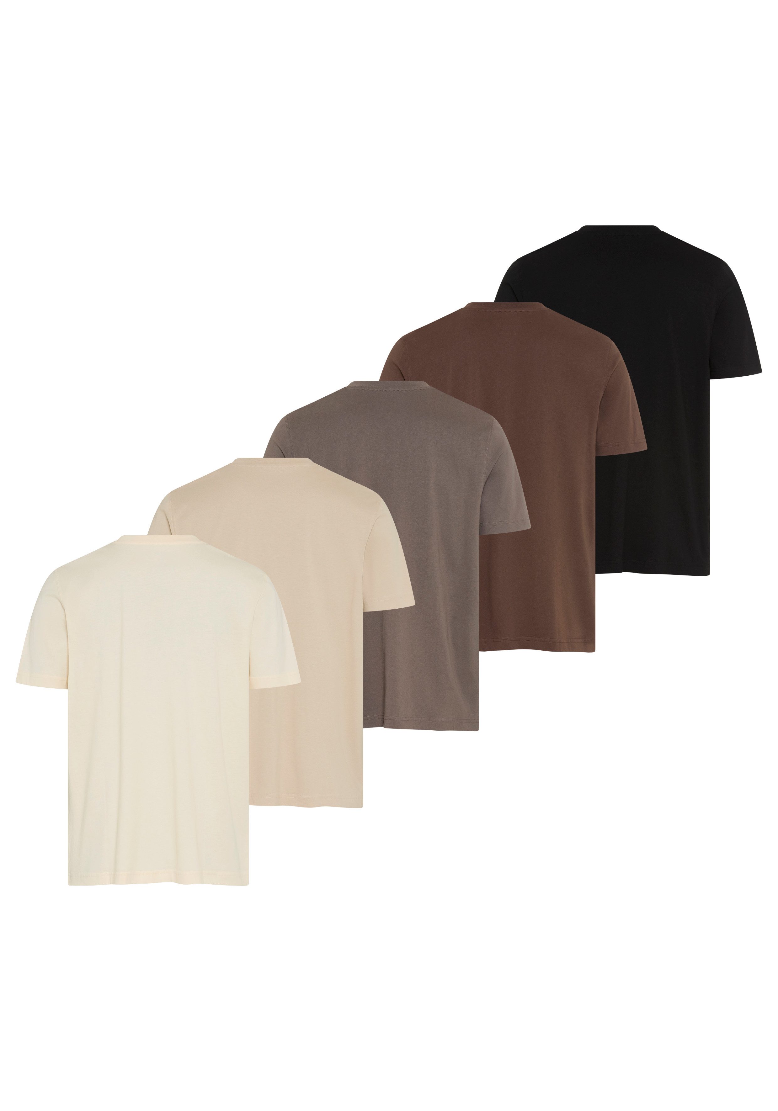 Man's World Rundhalsshirt (5er-Pack) Kurzarm, Regular Fit, unifarben, Rundhals, aus Baumwolle