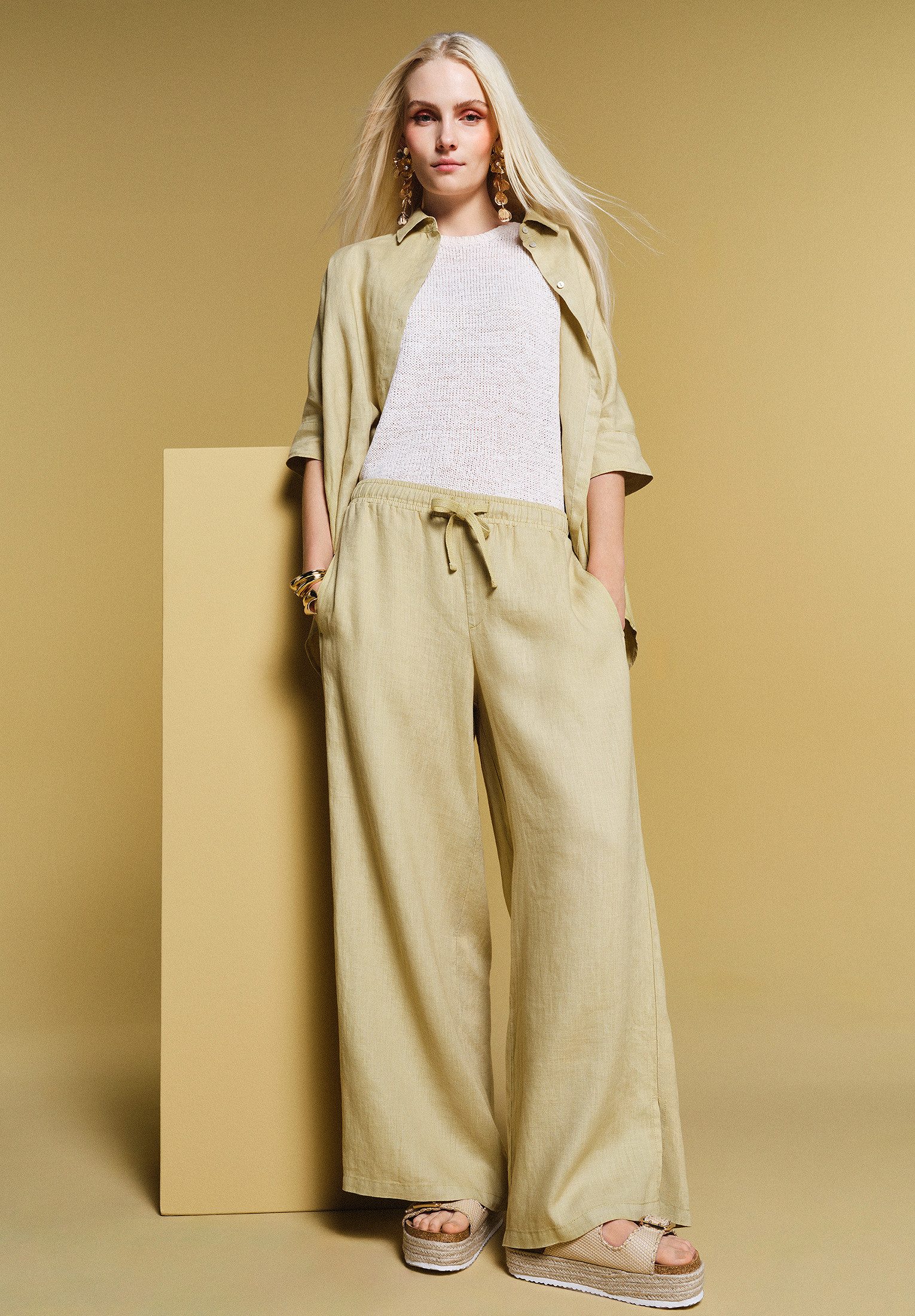 Cartoon Leinenhose Damen unifarben Form