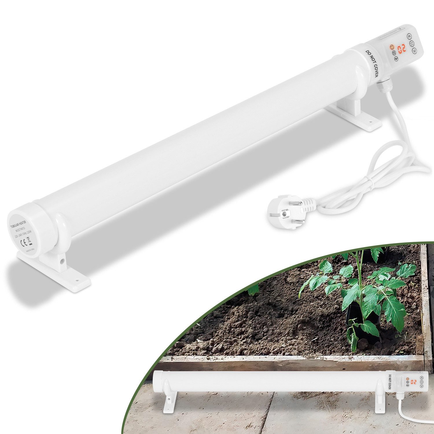 Clanmacy Heizgerät 2er Set Gewächshausheizung je 120 W mit Timer, Rohrheizung 640 mm, 120 W