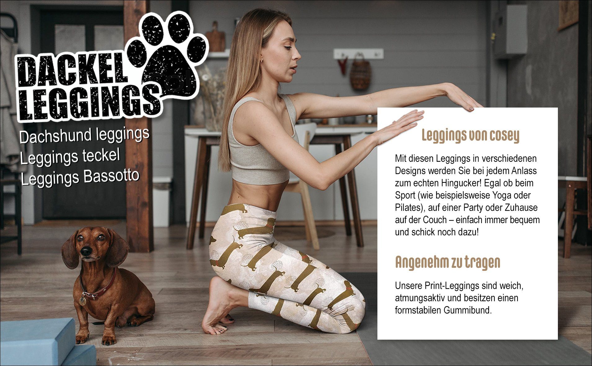 cosey Leggings Dackel Line Leggings (Einheitsgröße XS-L) Dackel Camouflage – Bild 5 von 5