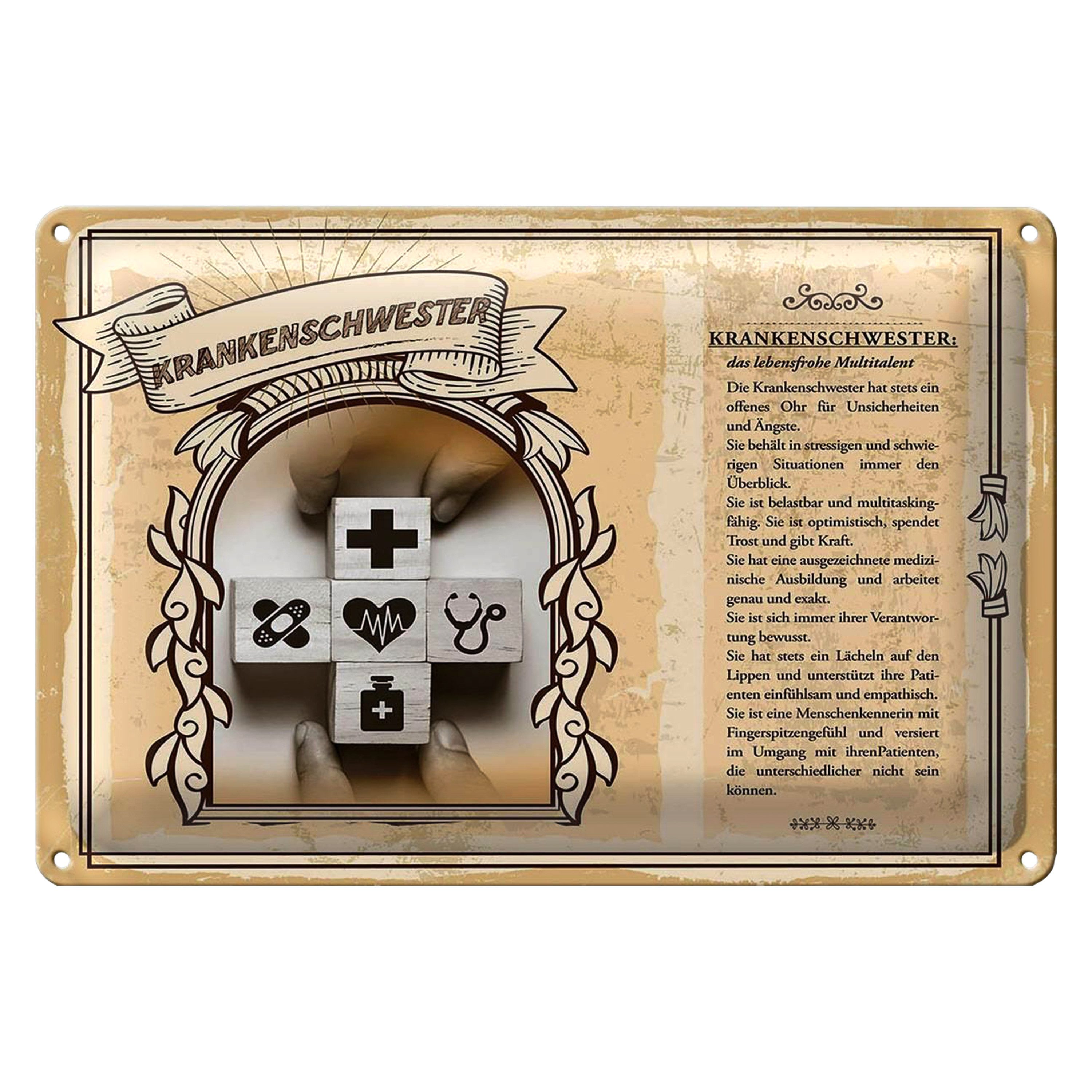Roomando Metallschild Berufe 40x30cm Krankenschwester Kraft Trost Mut