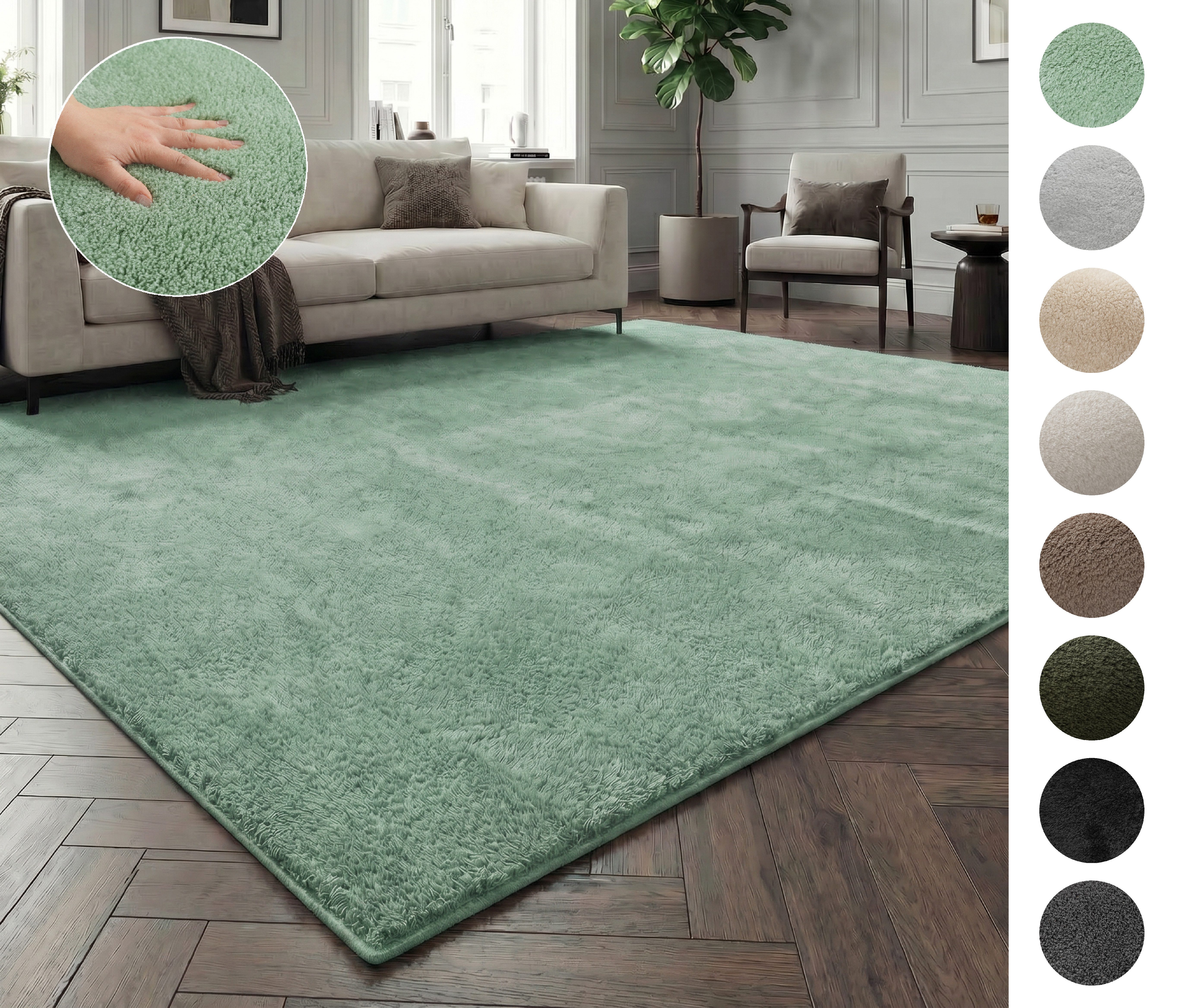 OTTO home Teppich Cali, in Standard- und Premium-Qualität, 13 mm oder 16 mm Höhe, rechteckig, Uni-Farben, kuschelig, & weich, waschbar, Wohnzimmer, Schlafzimmer